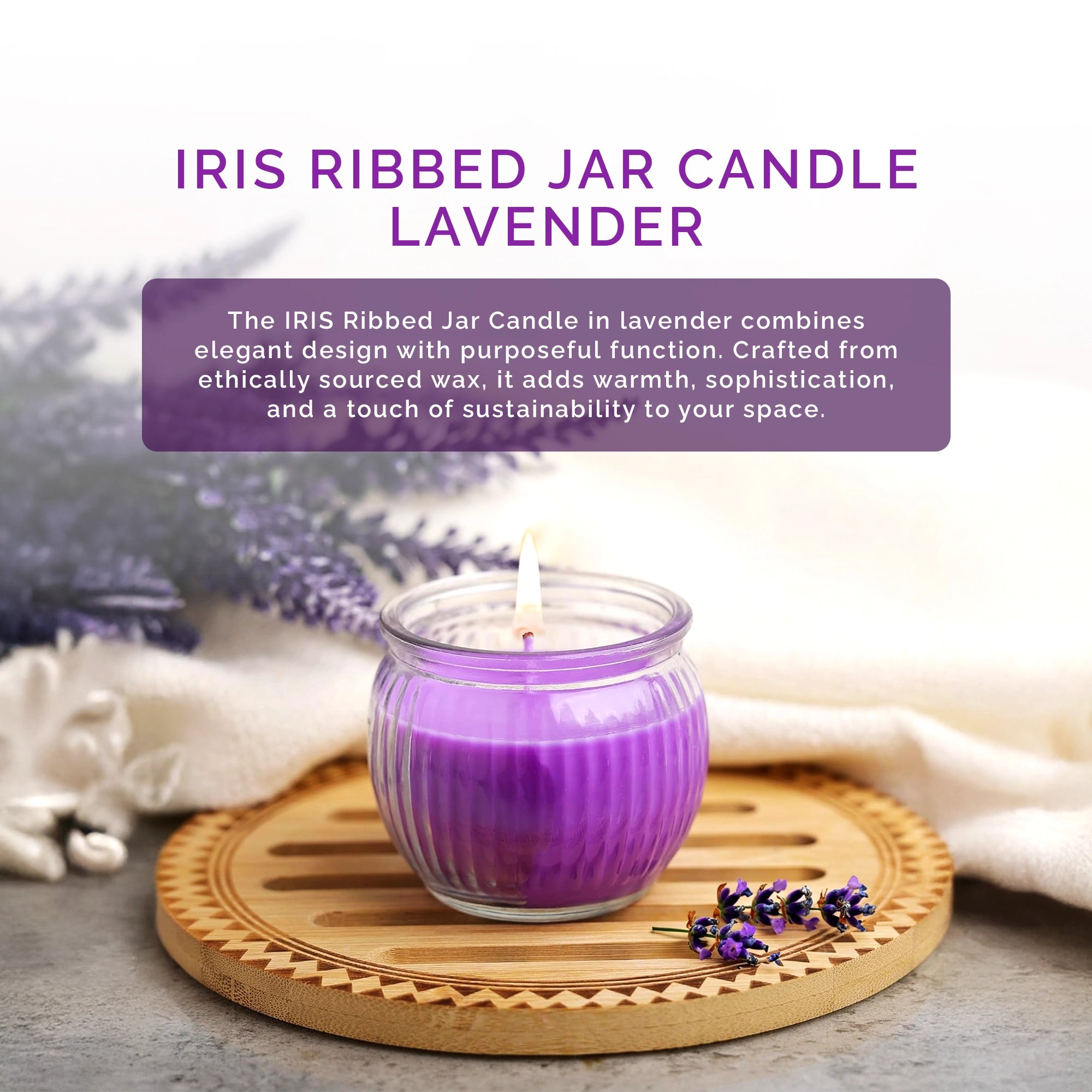 Ribbed Jar Scented Candle - Lavender