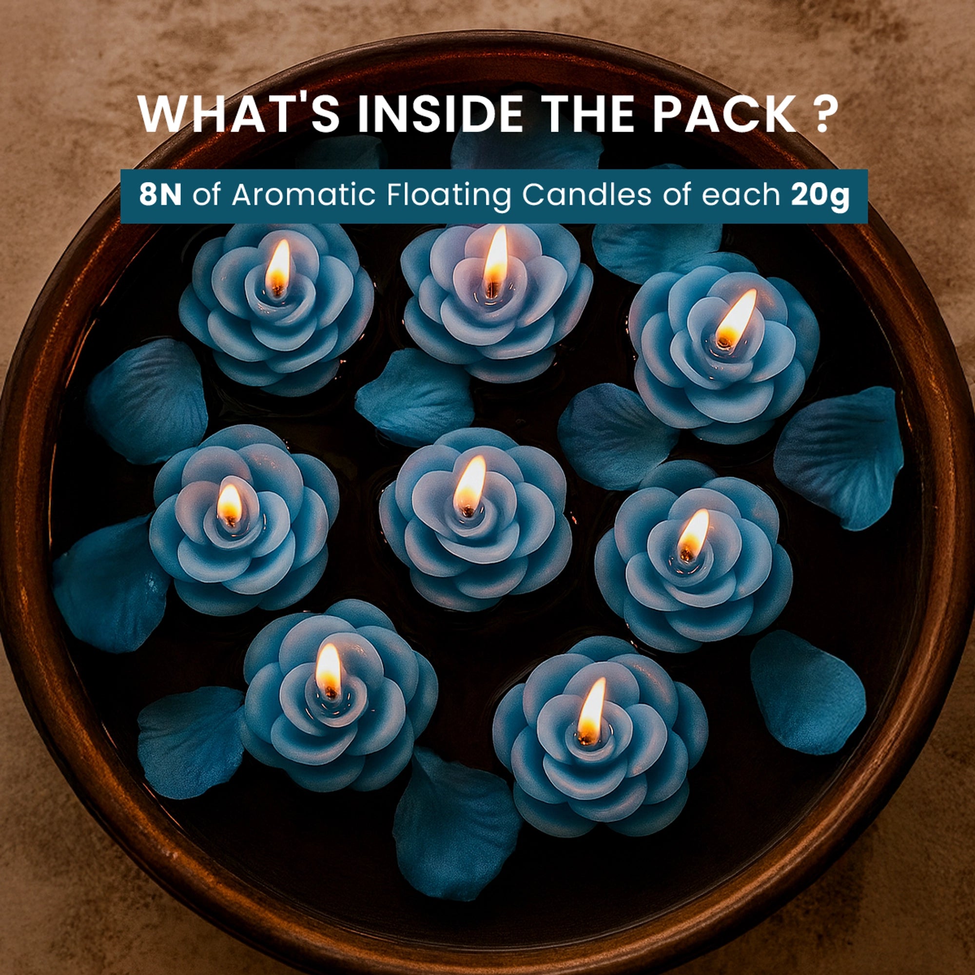 IRIS Cool Blue Floater Candle Pack of 8