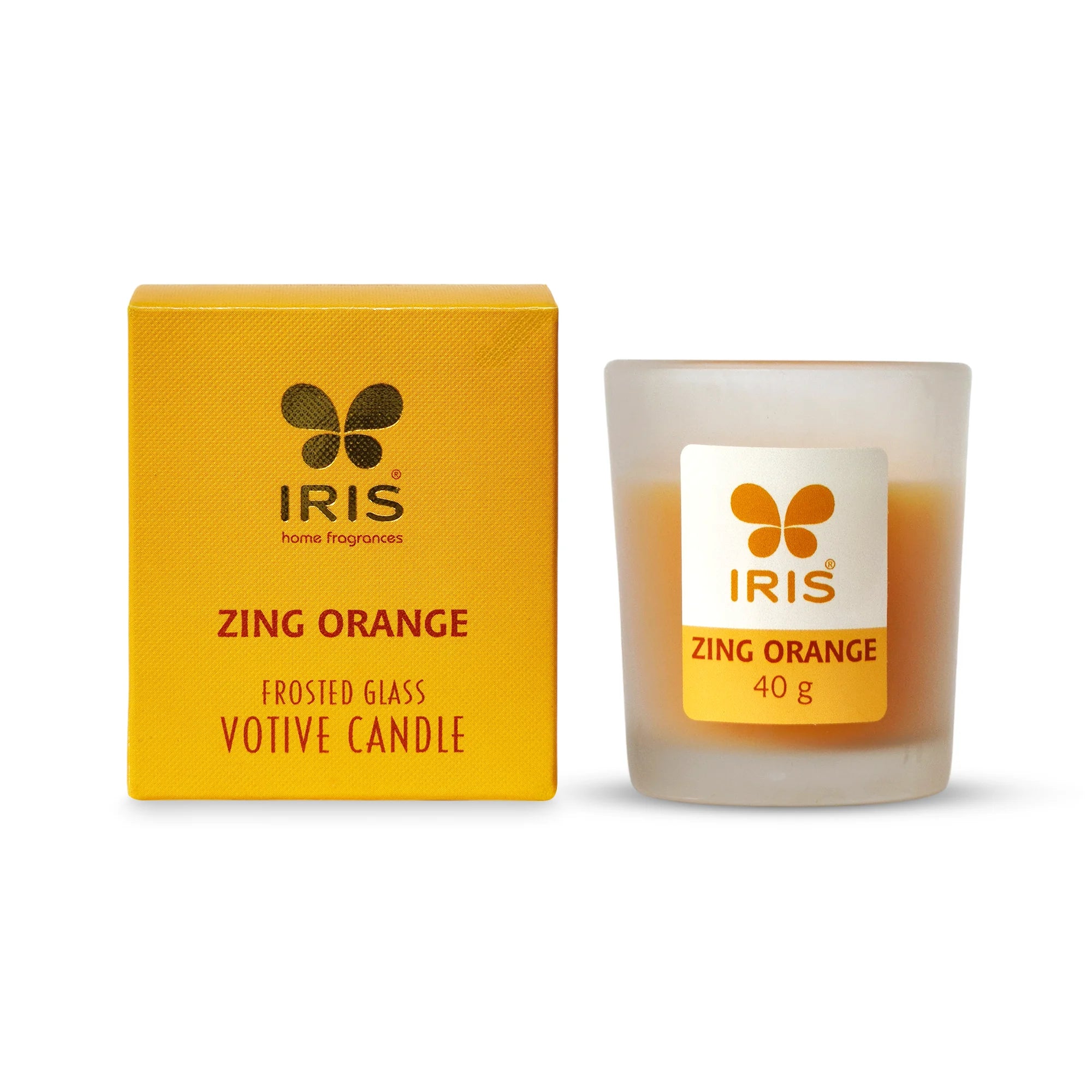 IRIS Zing Orange Frosted Shot glass scented Candle