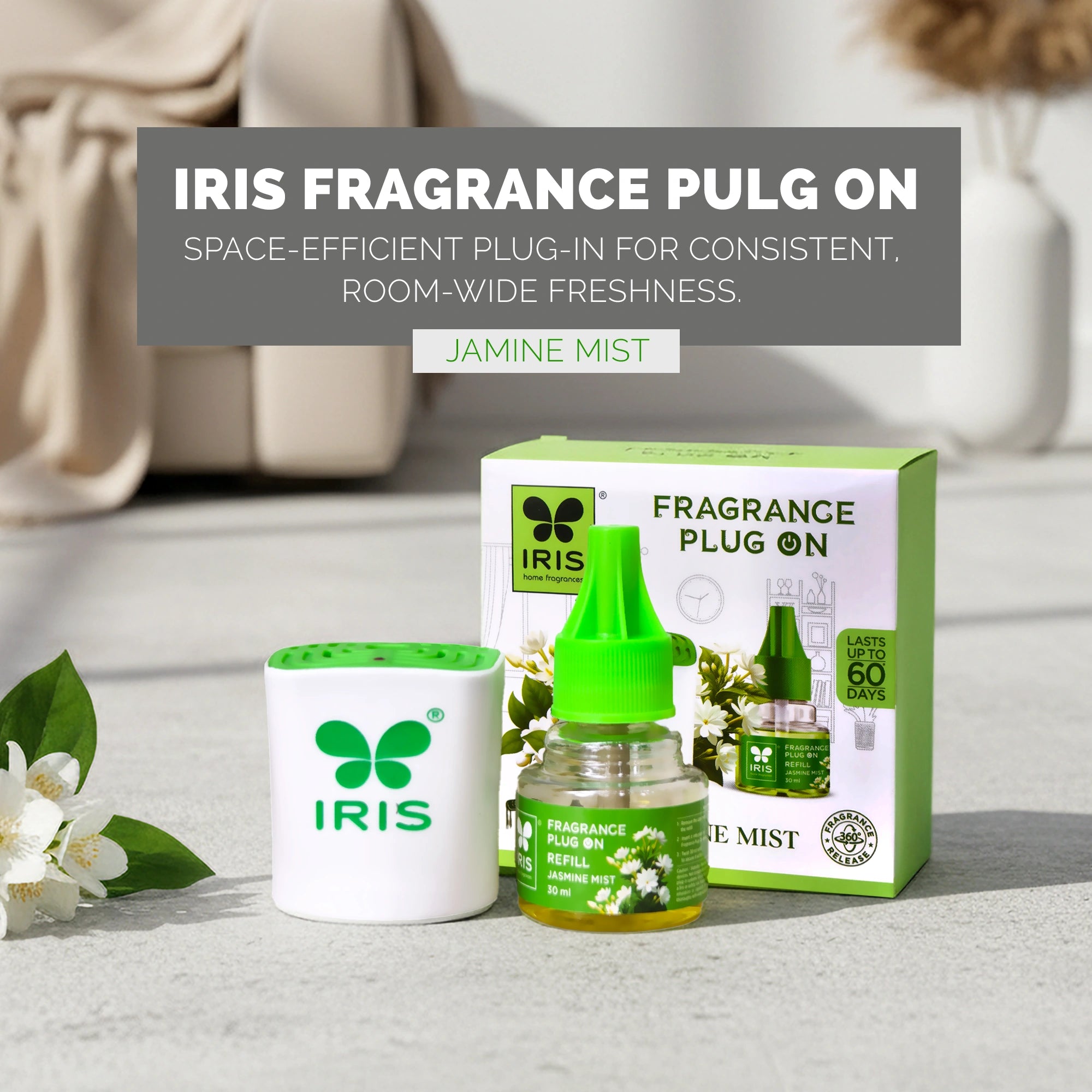 IRIS Jasmine Mist Fragrance Plug On | Lasts Up to 60 Days
