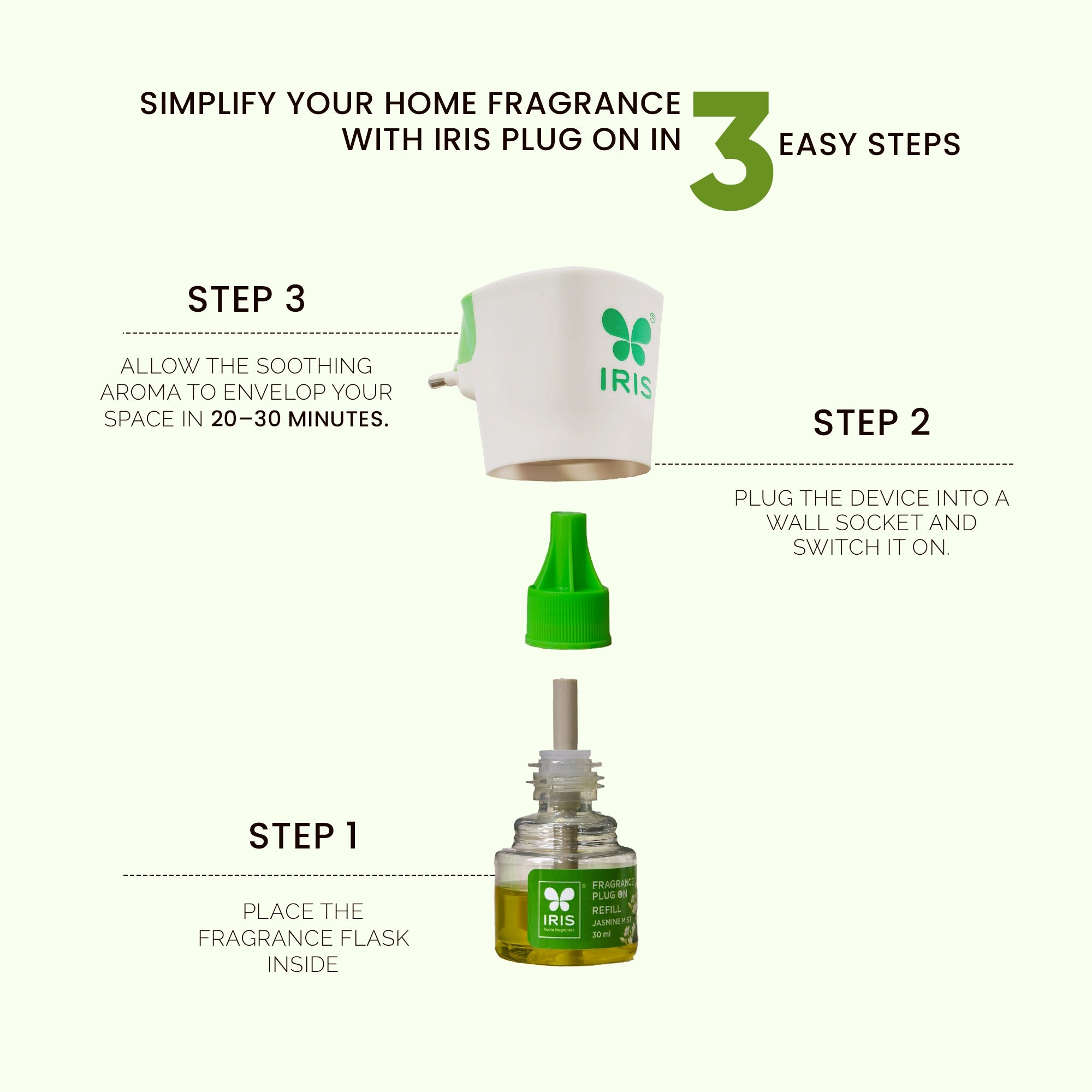 IRIS Jasmine Mist Fragrance Plug On | Lasts Up to 60 Days