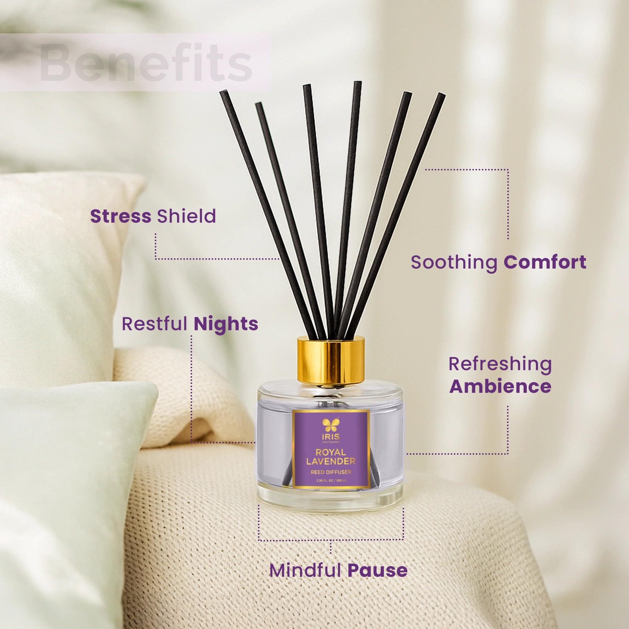 IRIS Royal Lavender Aroma Reed Diffuser Set