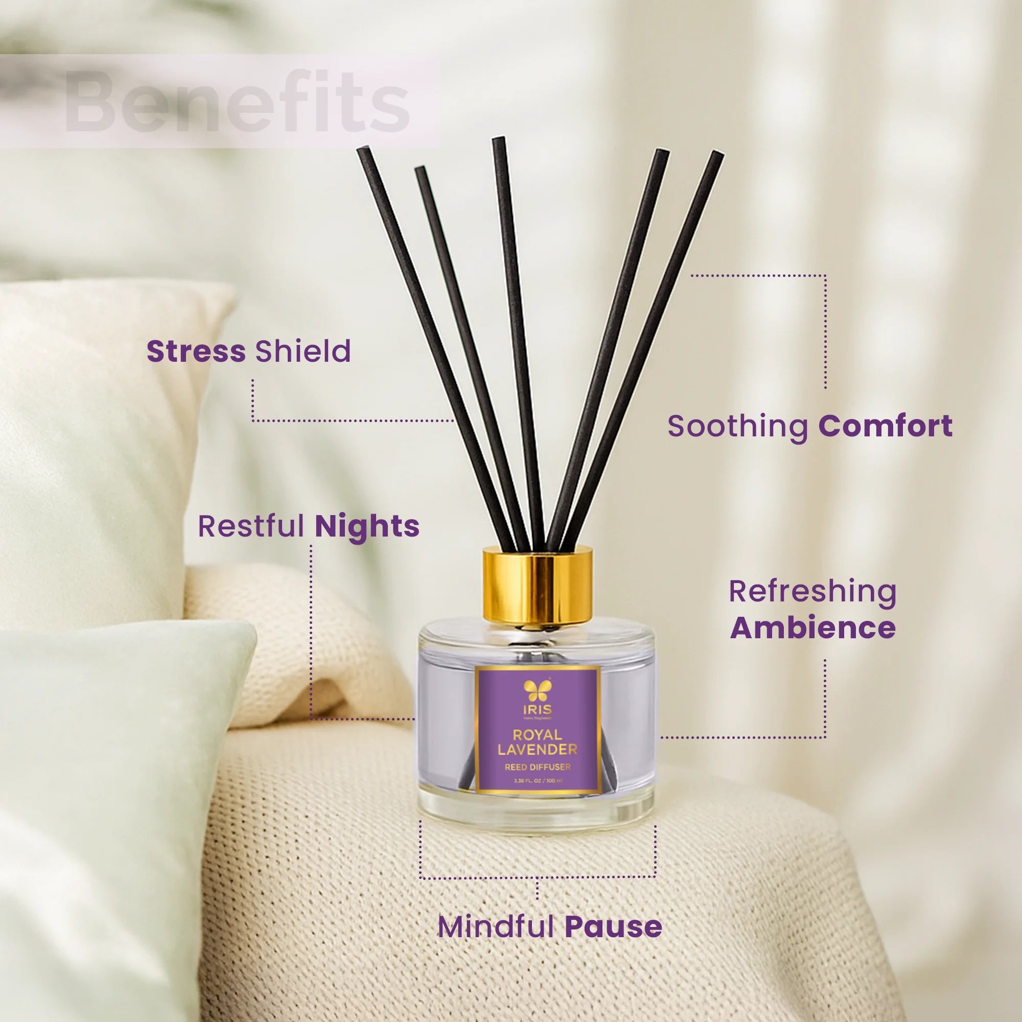 IRIS Royal Lavender Aroma Reed Diffuser Set