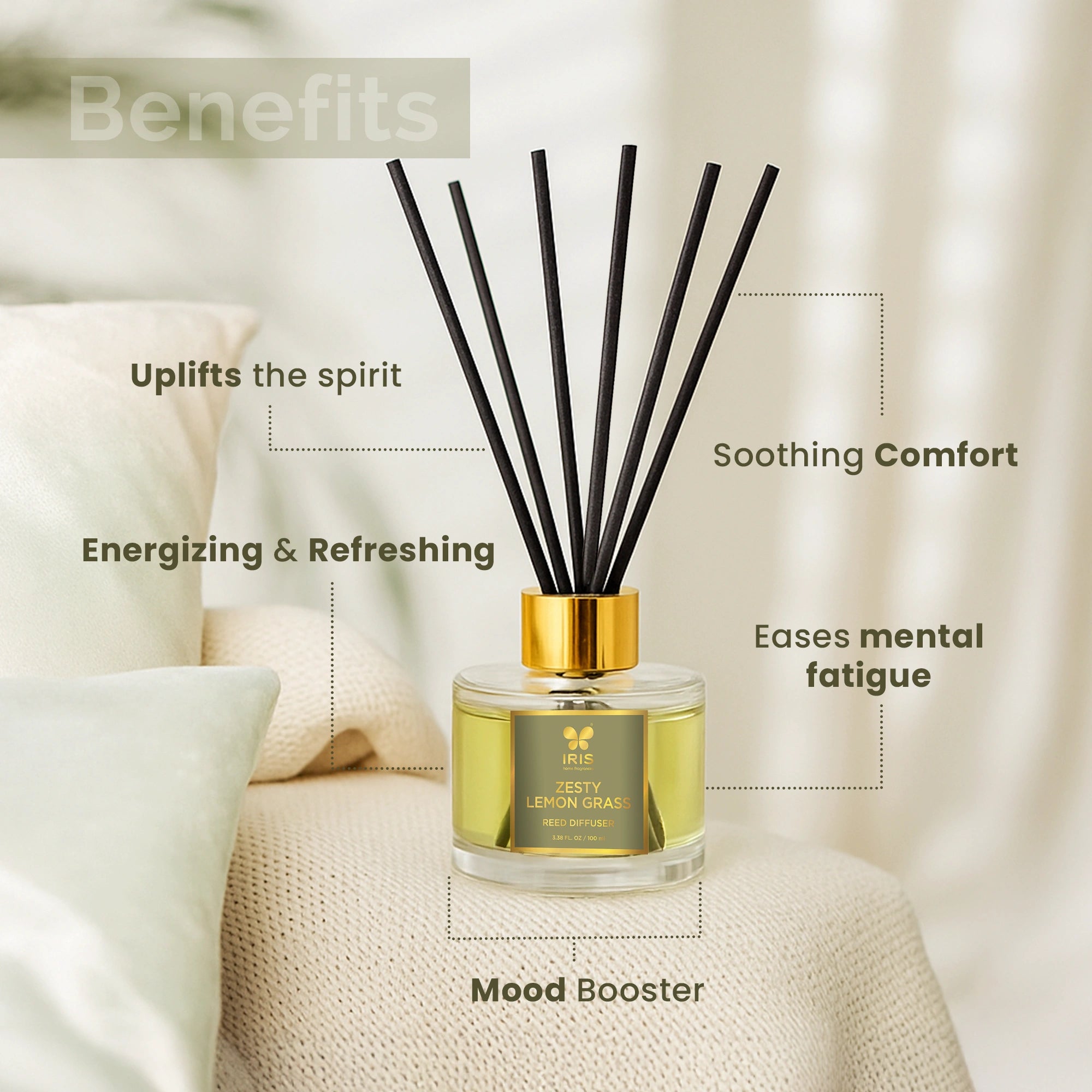 IRIS Zesty Lemongrass Aroma Reed Diffuser Set