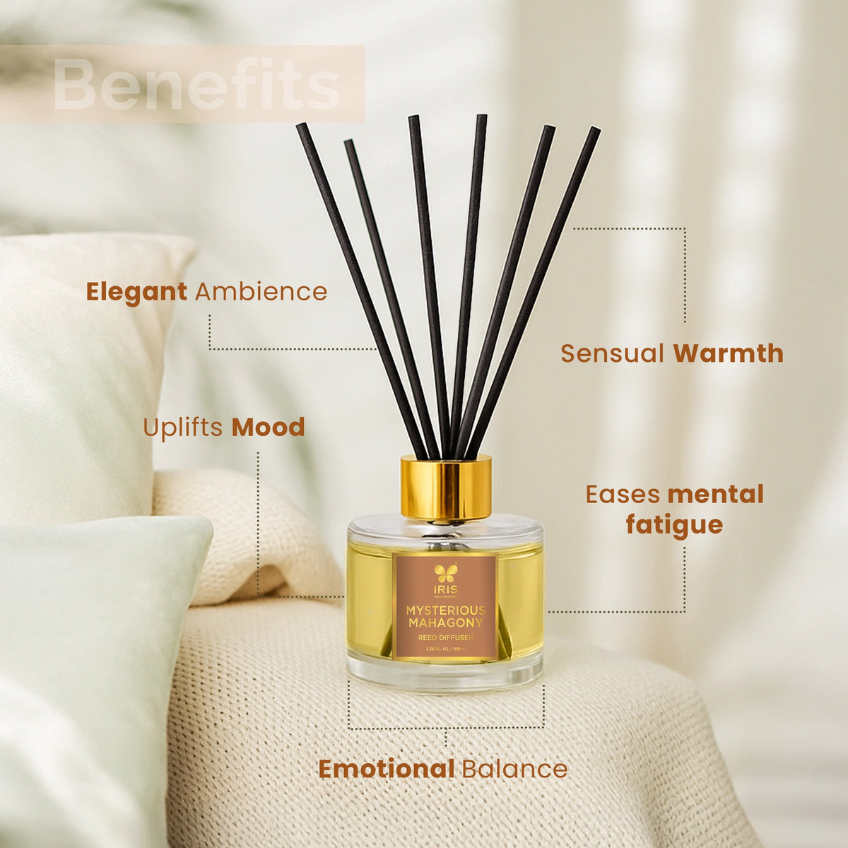 Isiris Reed Diffuser IRIS Mysterious Mahogany Aroma Reed Diffuser Set – IRIS Home Fragrances