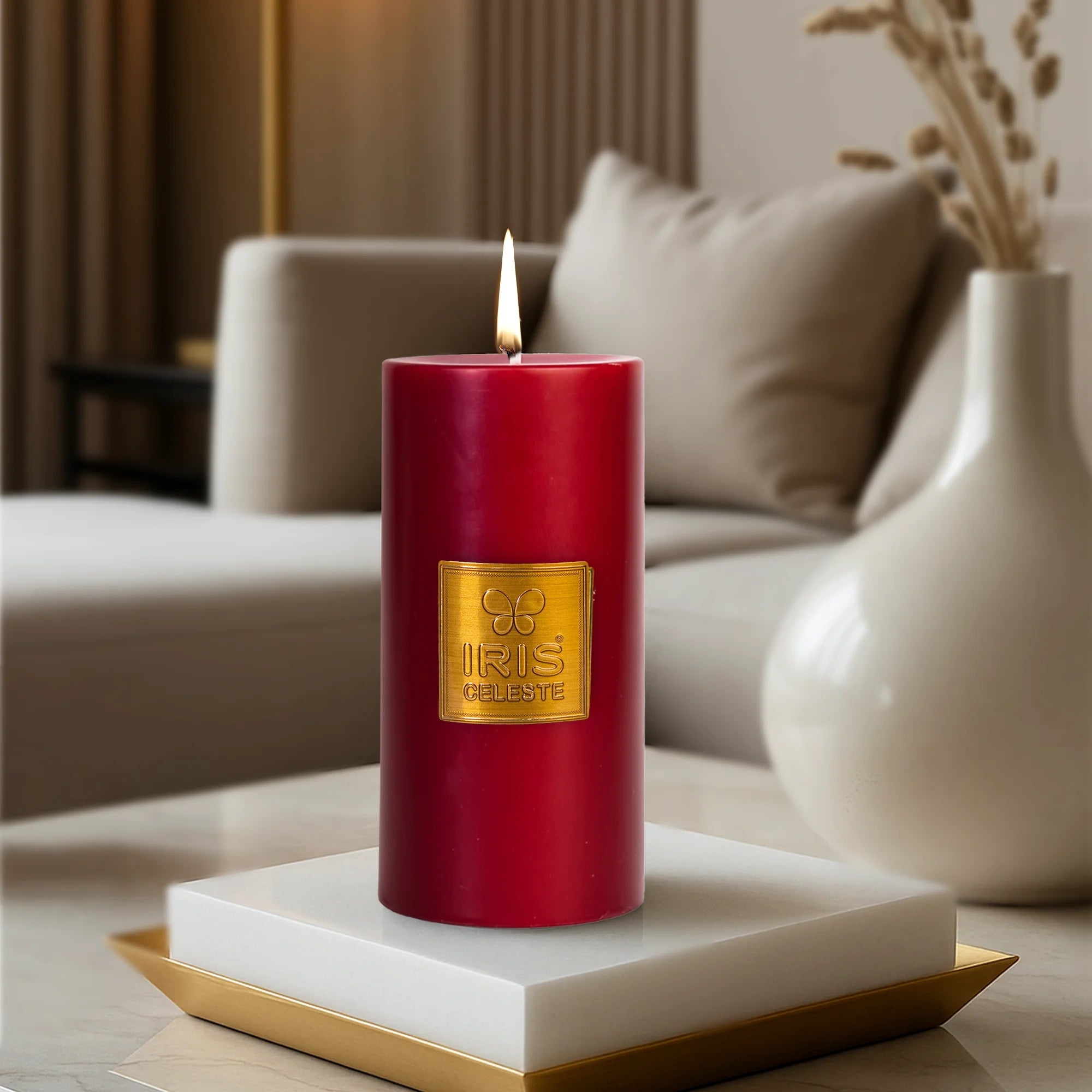 IRIS Celeste Rose Gold Scented Premium Pillar Candle | Large