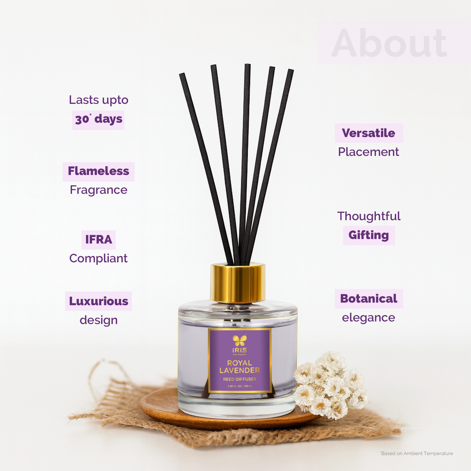 IRIS Royal Lavender Aroma Reed Diffuser Set