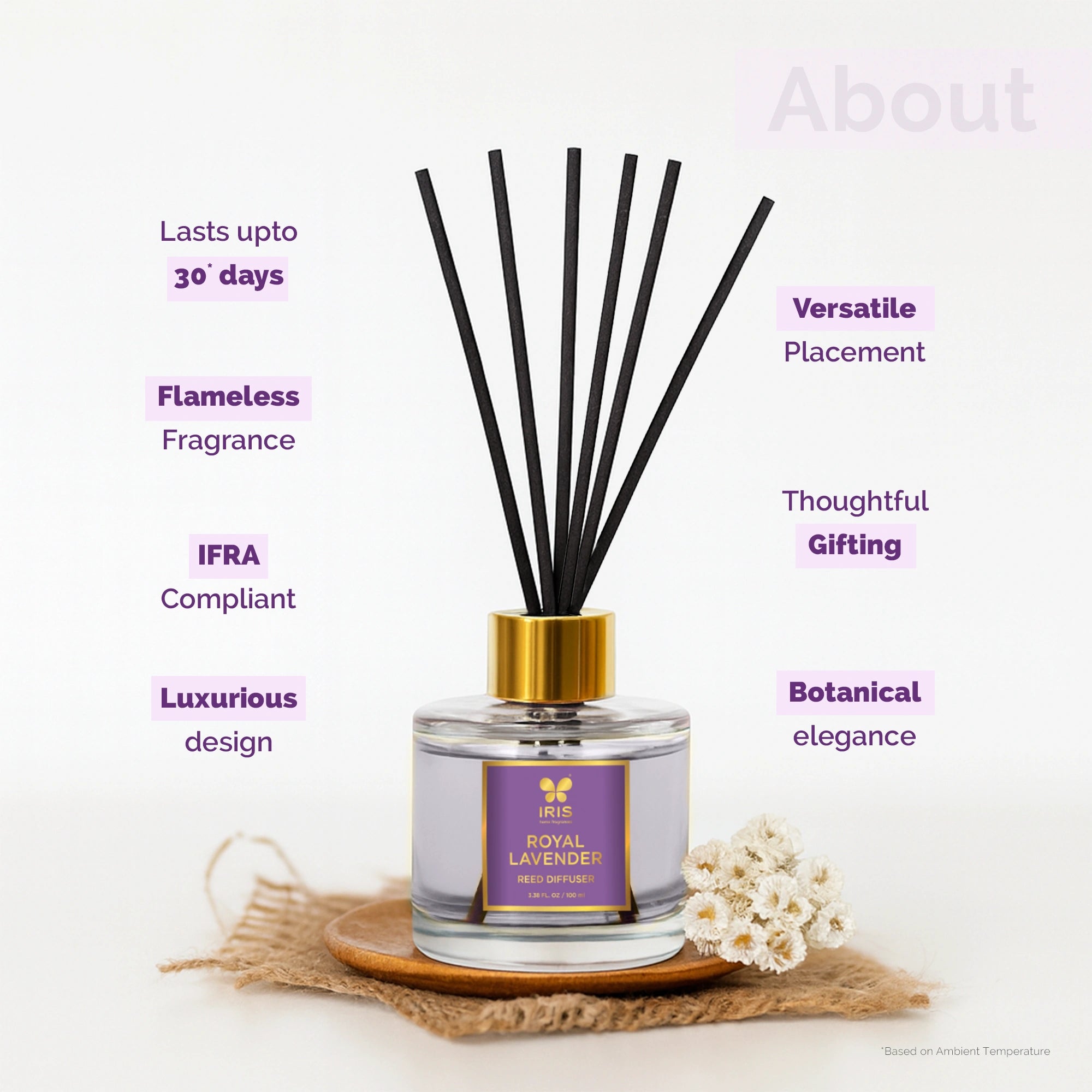 IRIS Royal Lavender Aroma Reed Diffuser Set