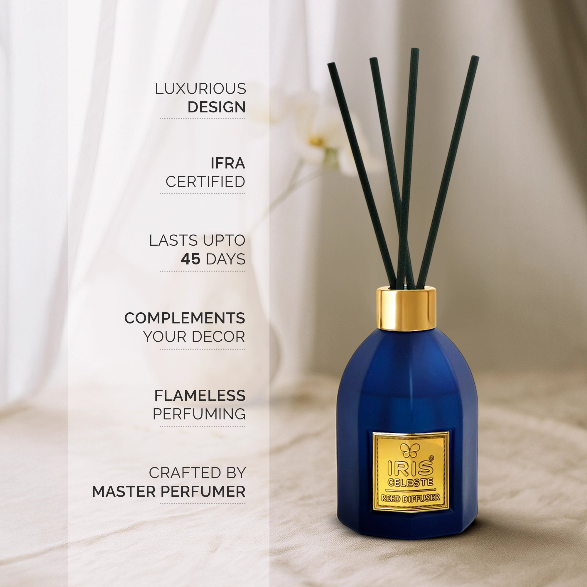 IRIS Celeste Coral Blue Reed Diffuser Set