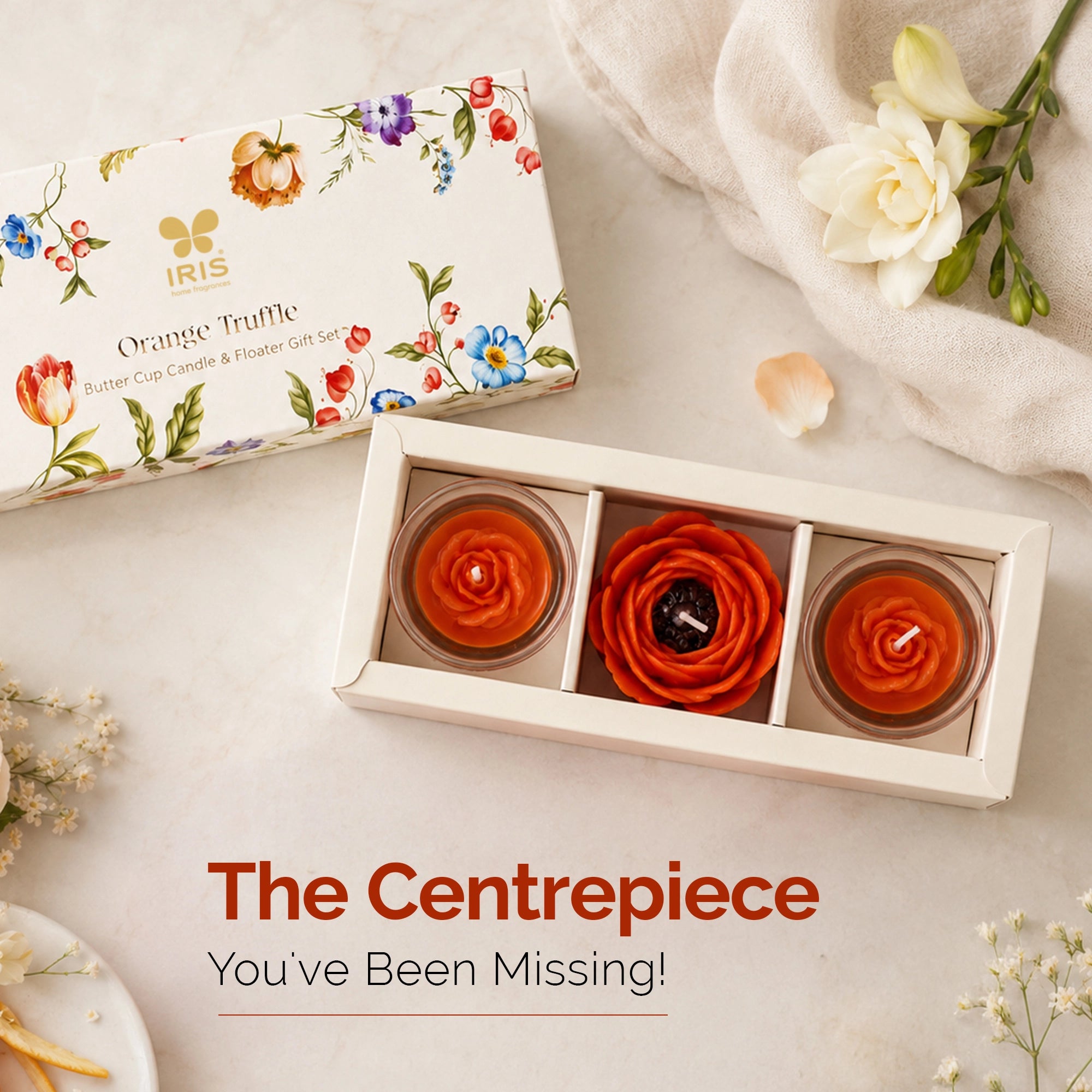 Butter Cup & Floating Scented Candle Gift Set | Orange Truffle - A Luscious & Indulgent Aroma