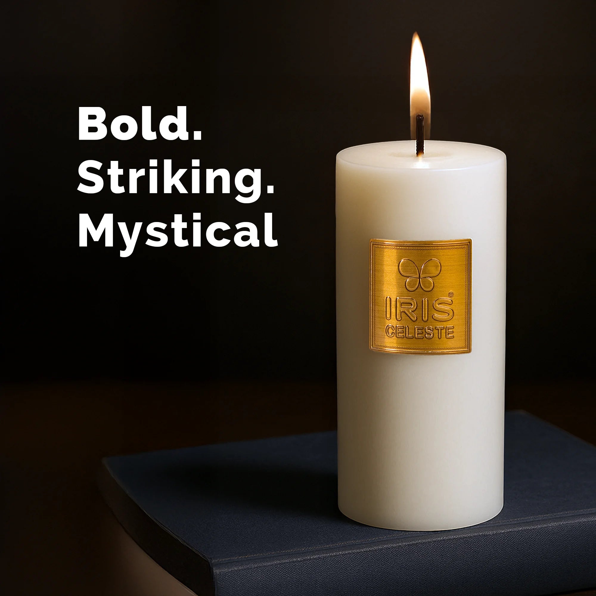 IRIS Celeste White Musk Scented Premium Pillar Candle | Large