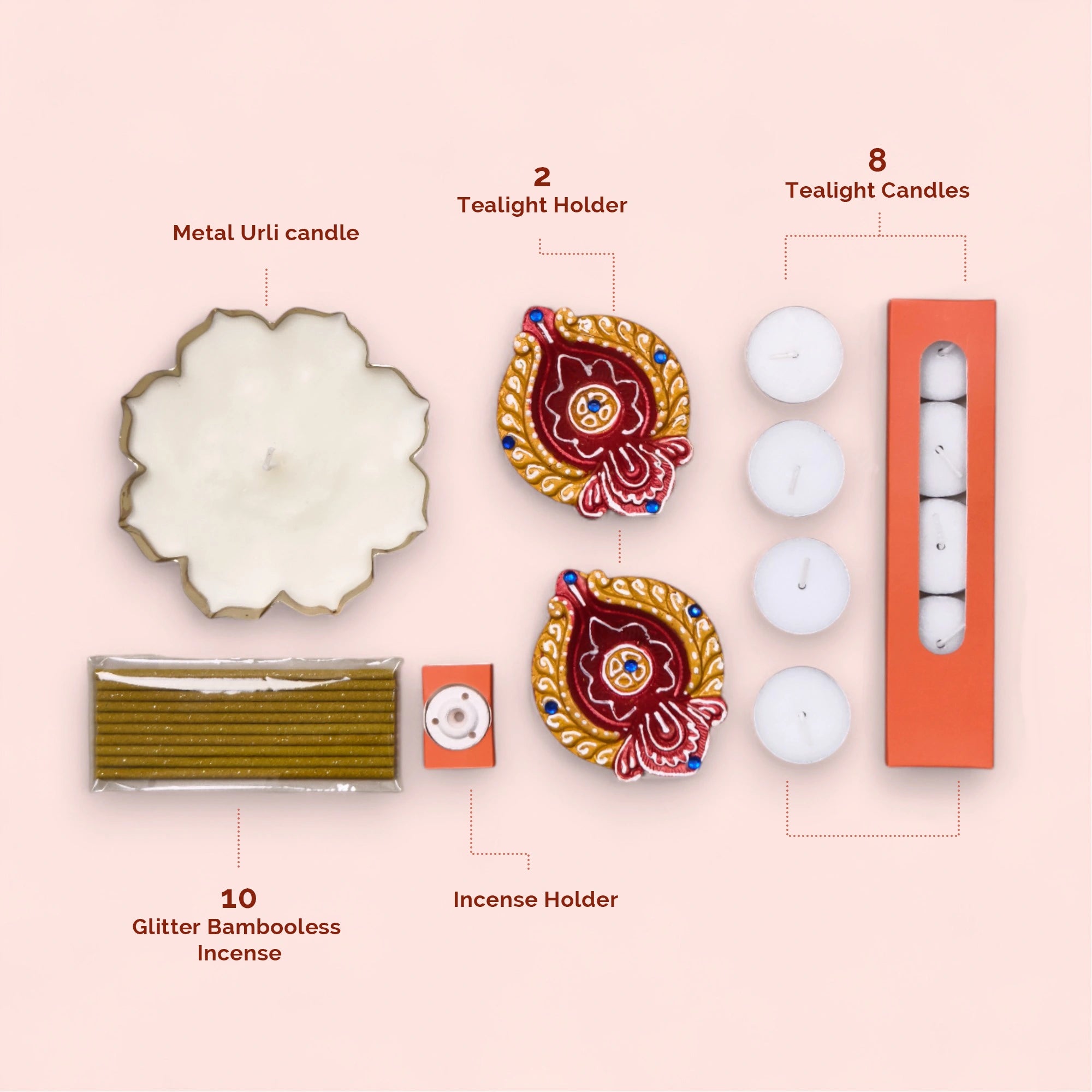 IRIS Festive Gift Set with Diya, Urli Candle & Tealight