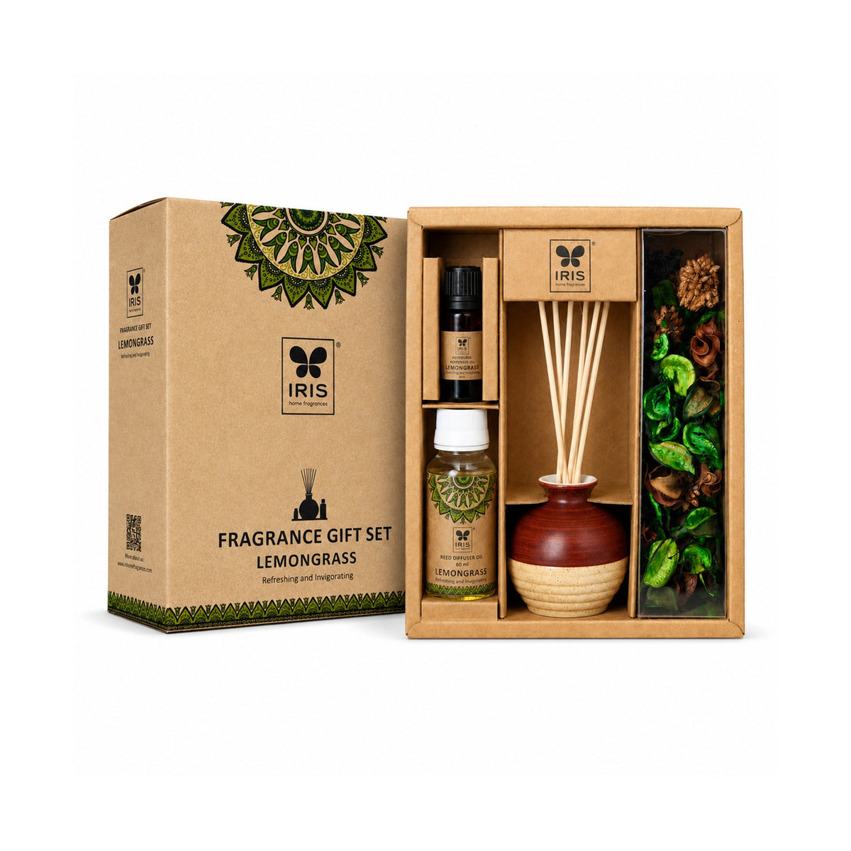 Lemongrass Fragrance Gift Set With Reed Diffuser & Potpourri for Home Decor