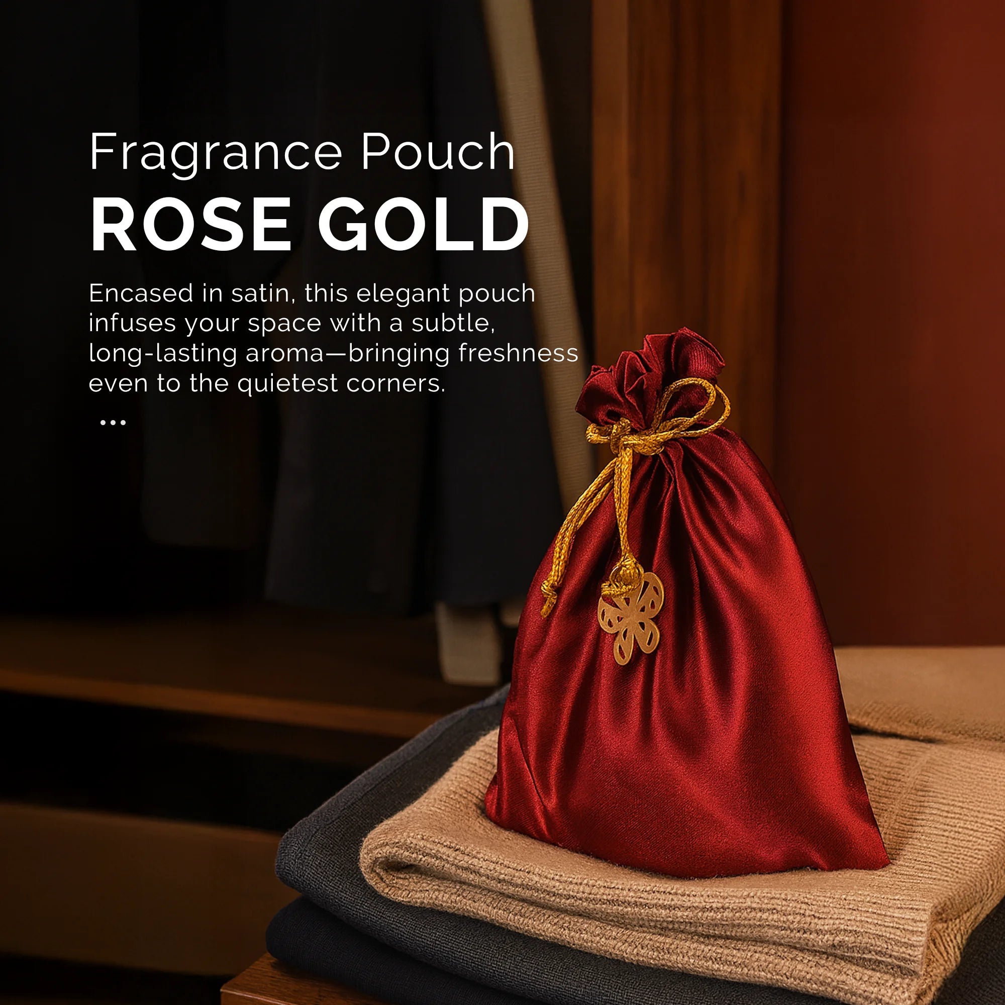 IRIS Celeste Rose Gold Fragrance Pouch for Car, Wardrobe & Closets | Eva Beads