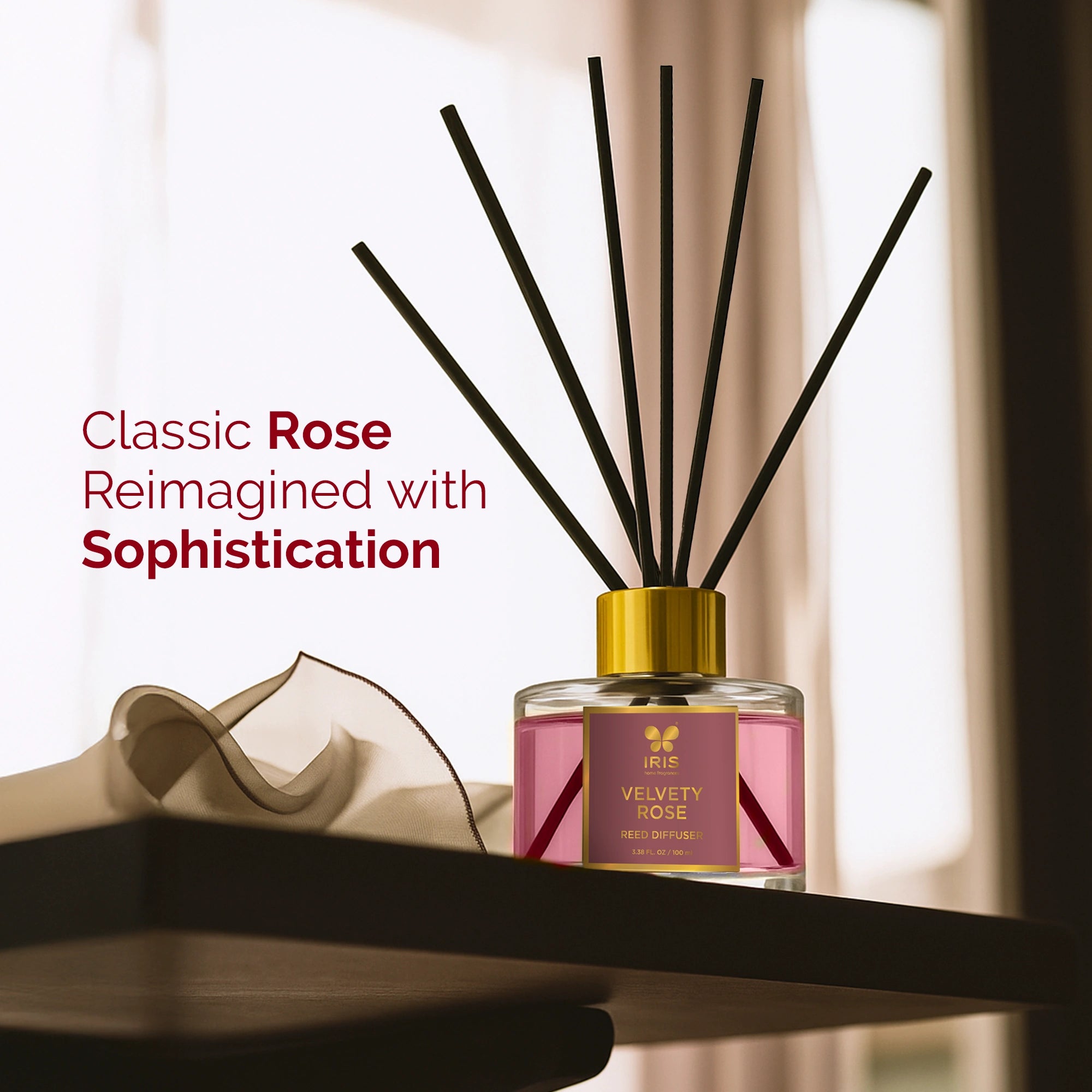 IRIS Velvety Rose Aroma Reed Diffuser Set