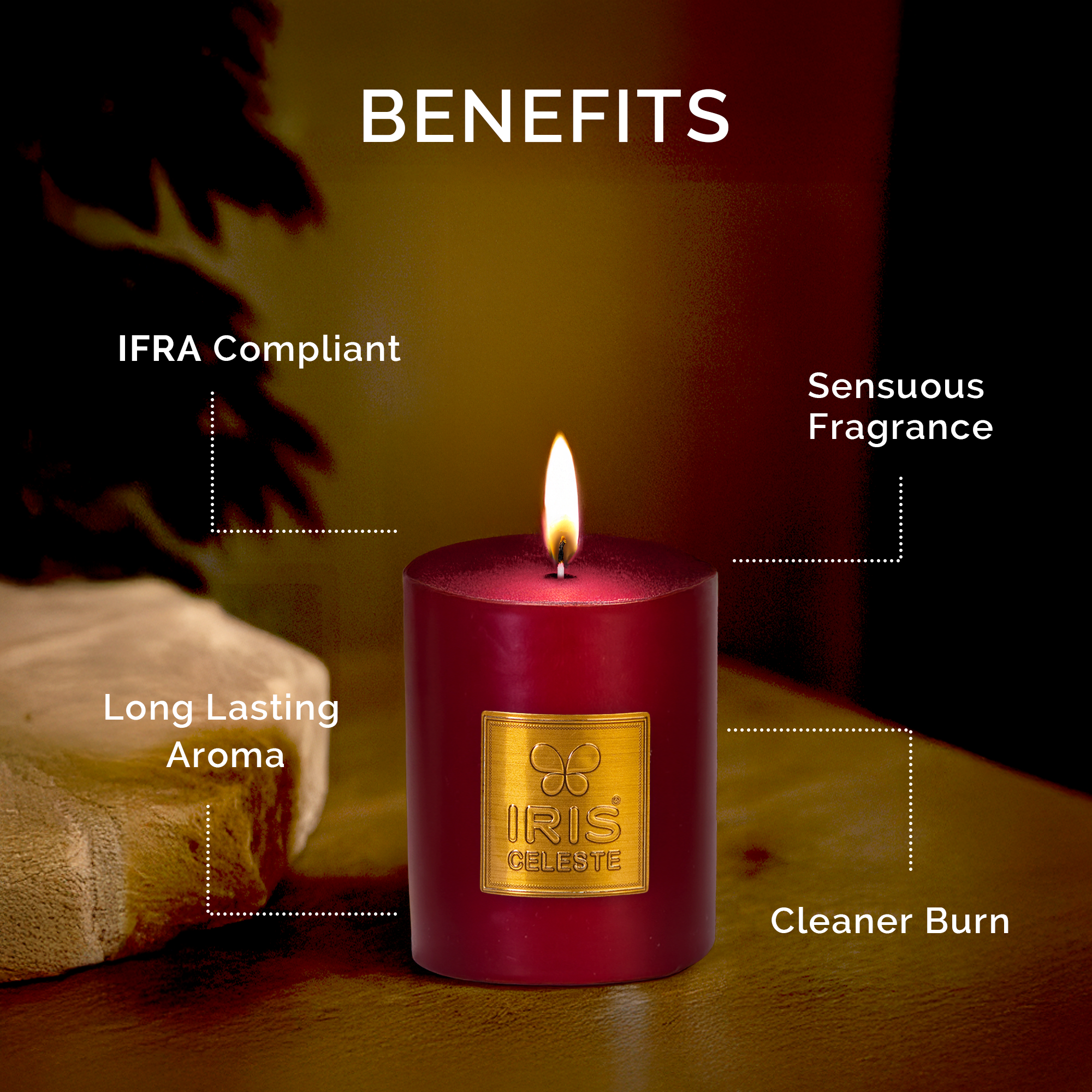 IRIS Celeste Rose Gold Scented Premium Pillar Candle | Small