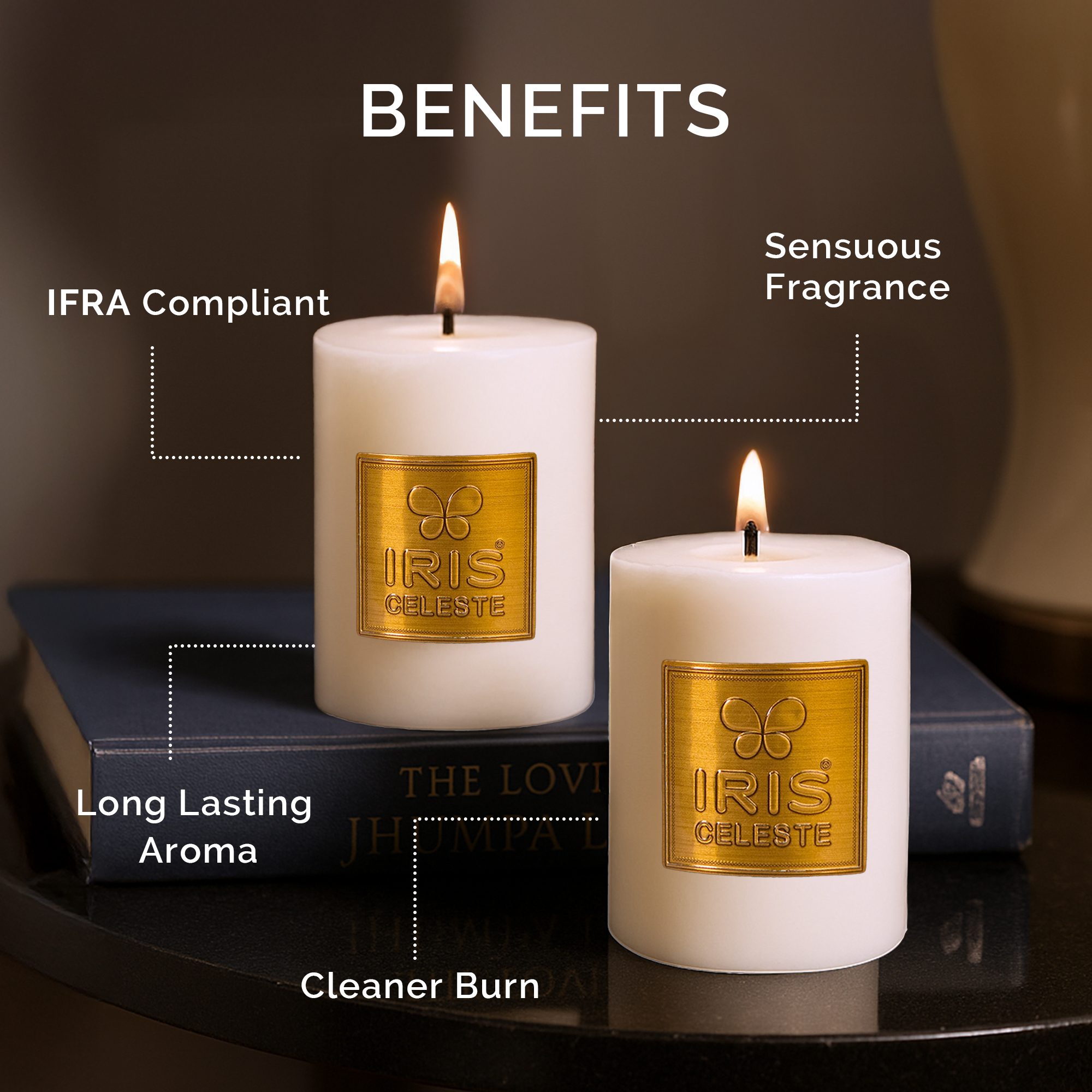IRIS Celeste White Musk Scented Premium Pillar Candle | Small