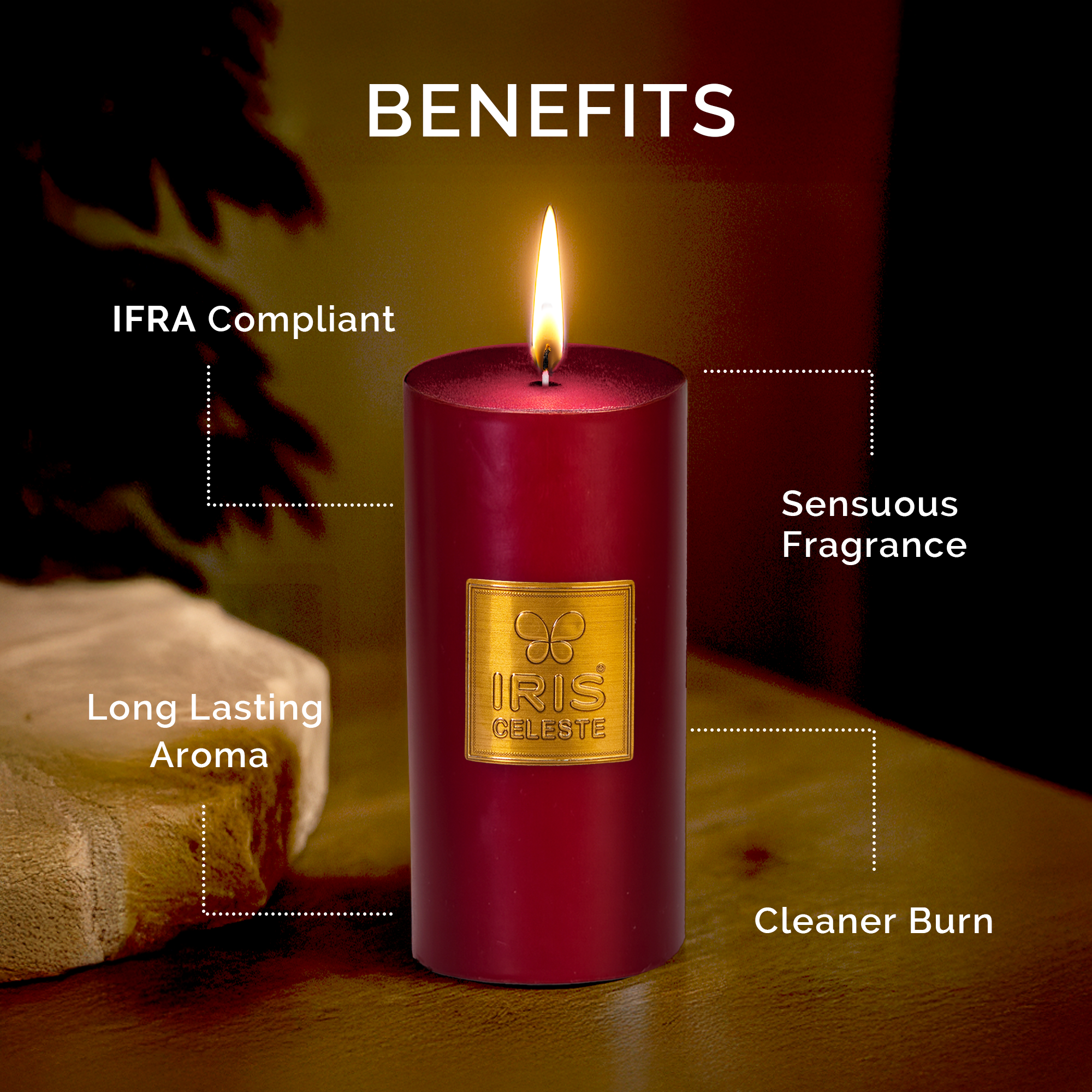 IRIS Celeste Rose Gold Scented Premium Pillar Candle | Large