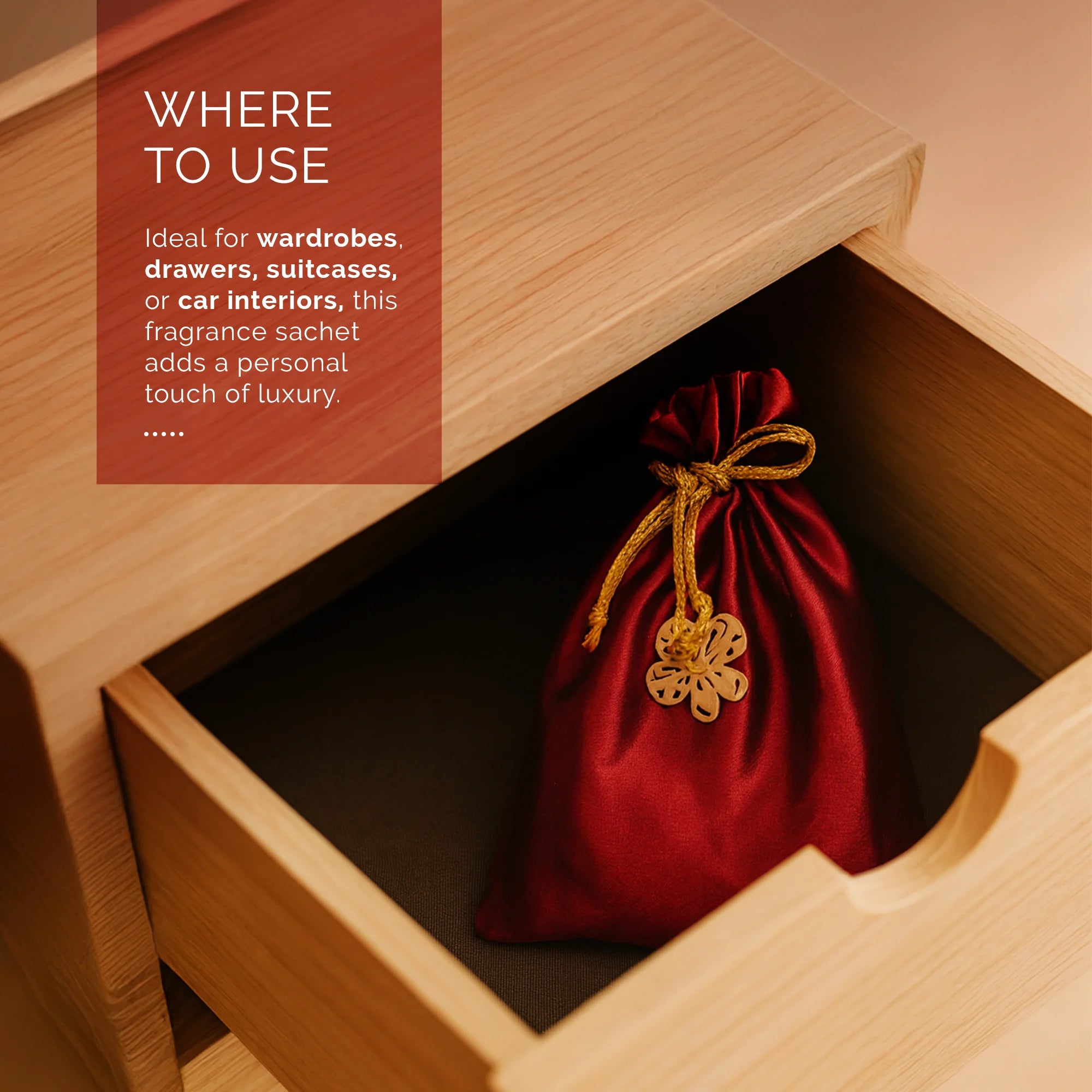 IRIS Celeste Rose Gold Fragrance Pouch for Car, Wardrobe & Closets | Eva Beads