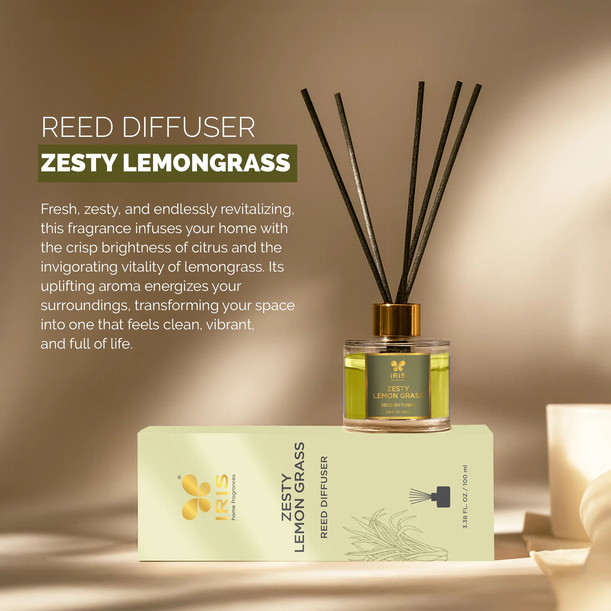 IRIS Zesty Lemongrass Aroma Reed Diffuser Set