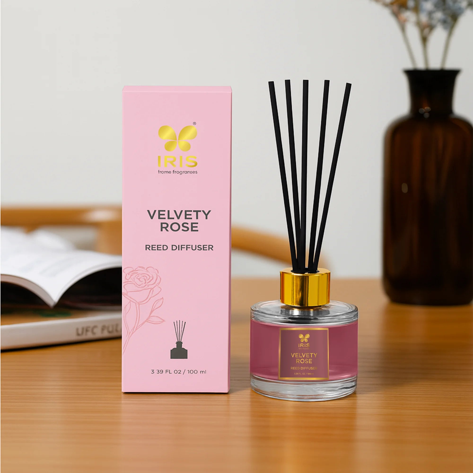 IRIS Velvety Rose Aroma Reed Diffuser Set