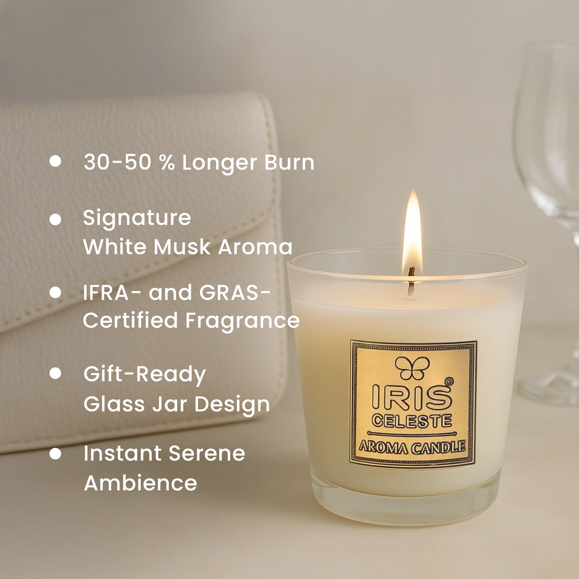 IRIS Celeste Soy Wax Aroma Candle - White Musk
