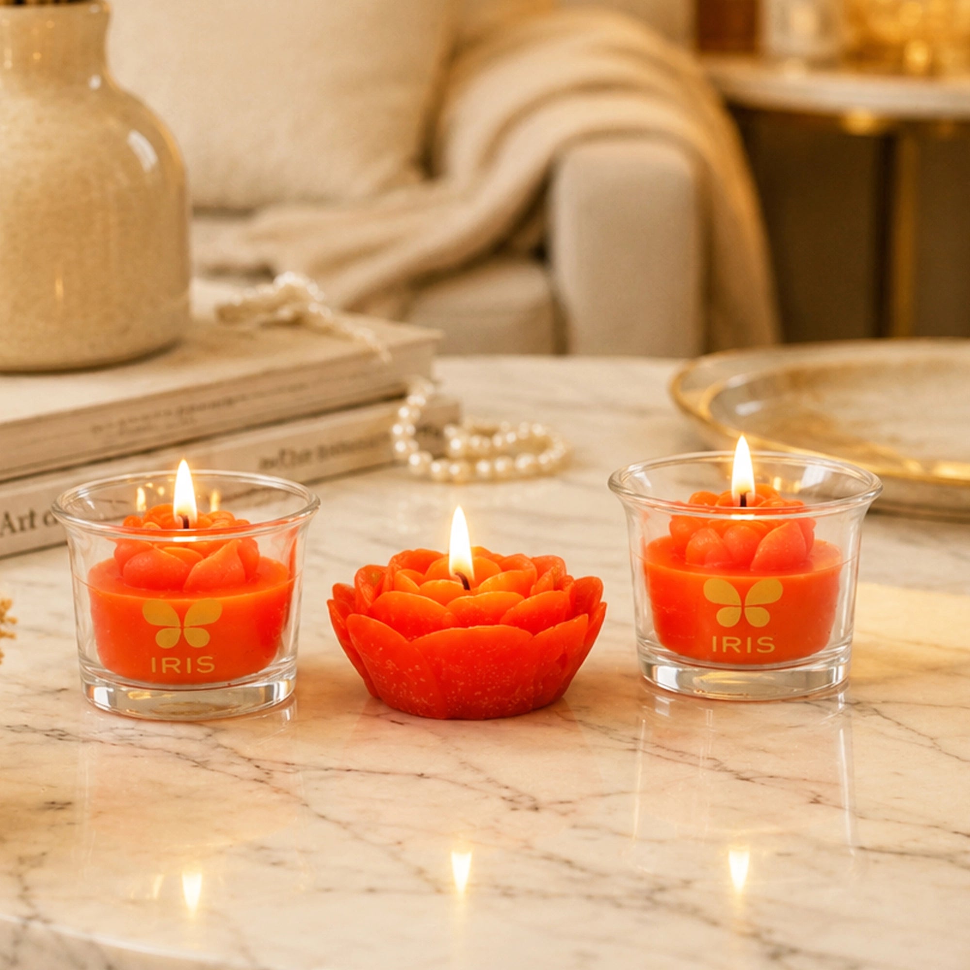 Butter Cup & Floating Scented Candle Gift Set | Orange Truffle - A Luscious & Indulgent Aroma