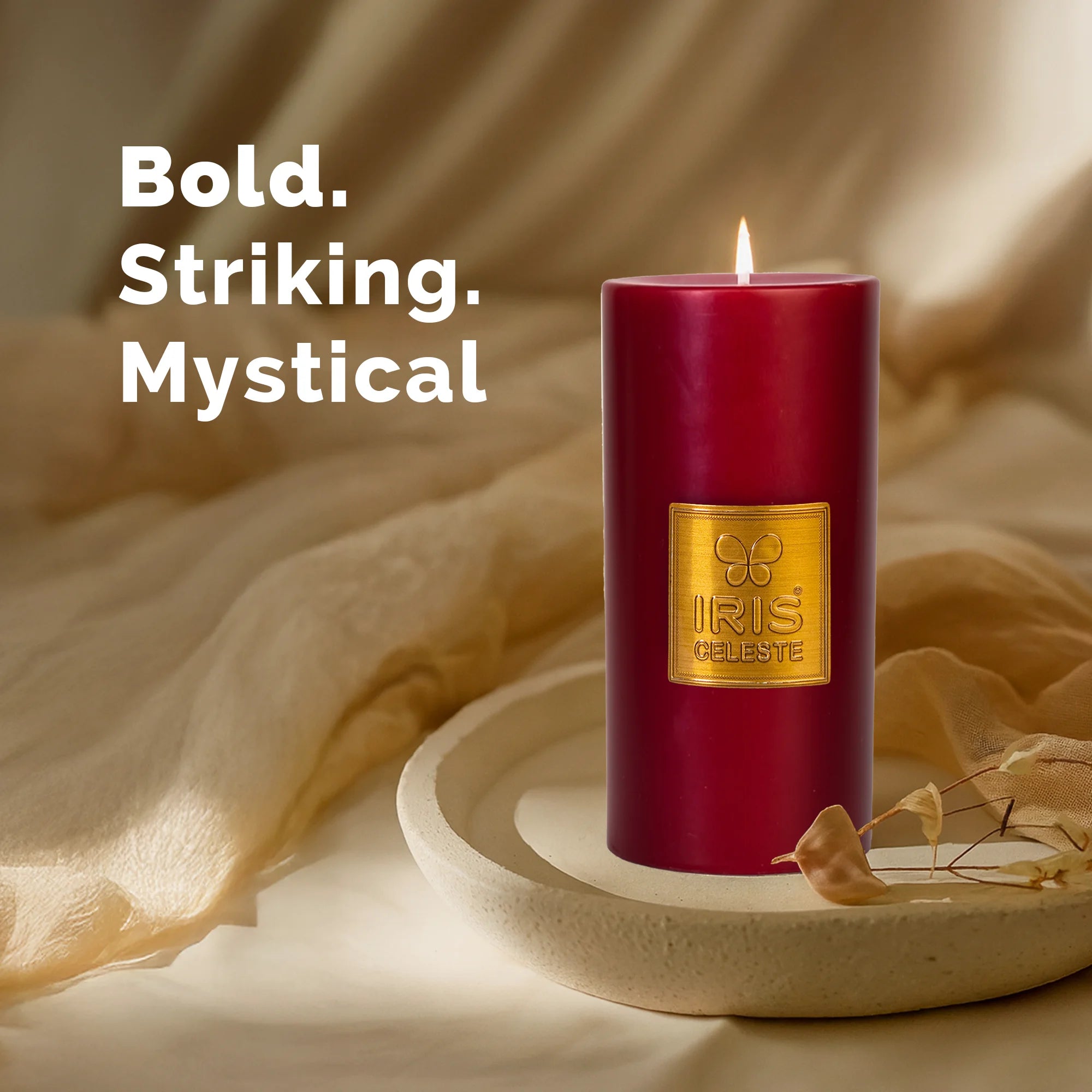 IRIS Celeste Rose Gold Scented Premium Pillar Candle | Large