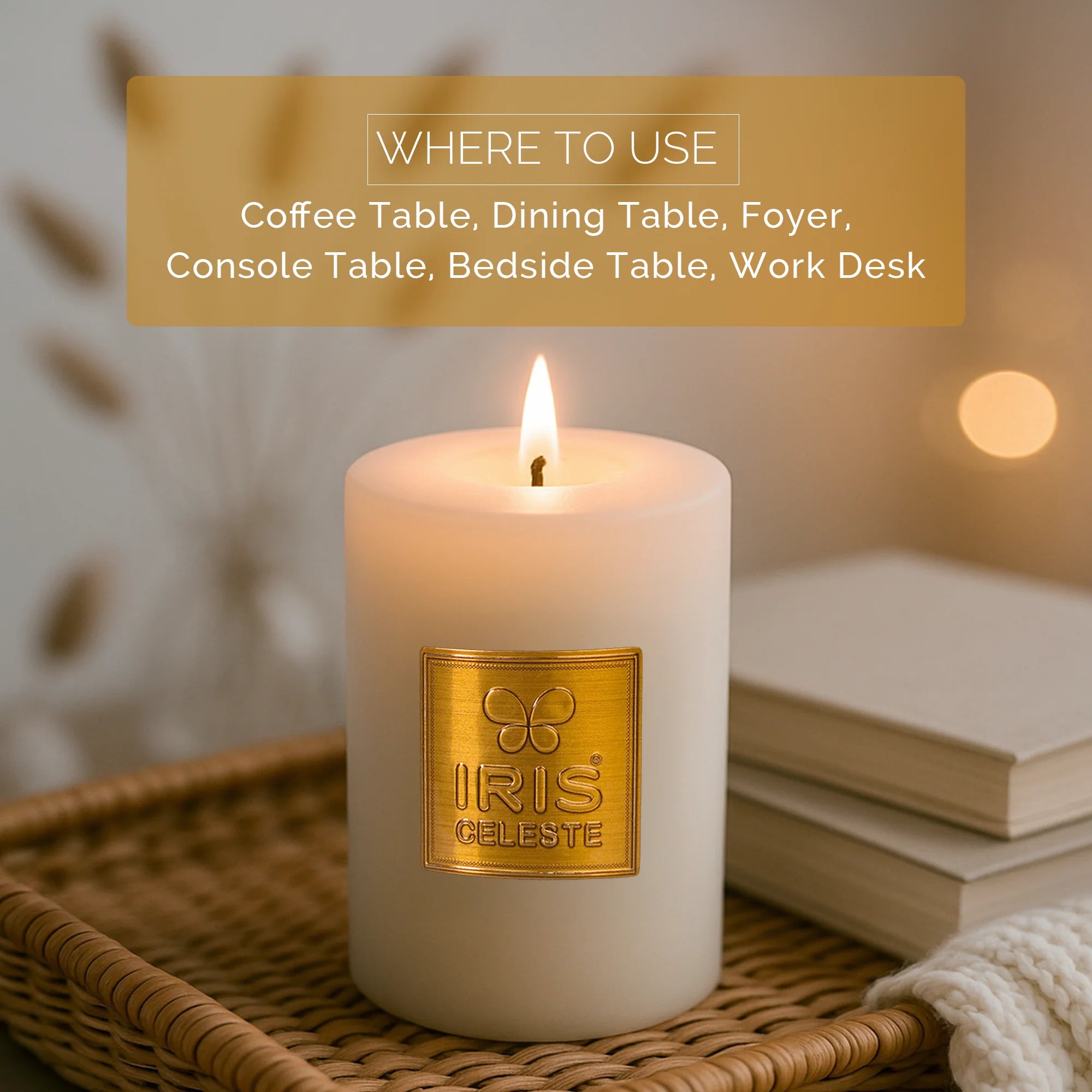 IRIS Celeste White Musk Scented Premium Pillar Candle | Small
