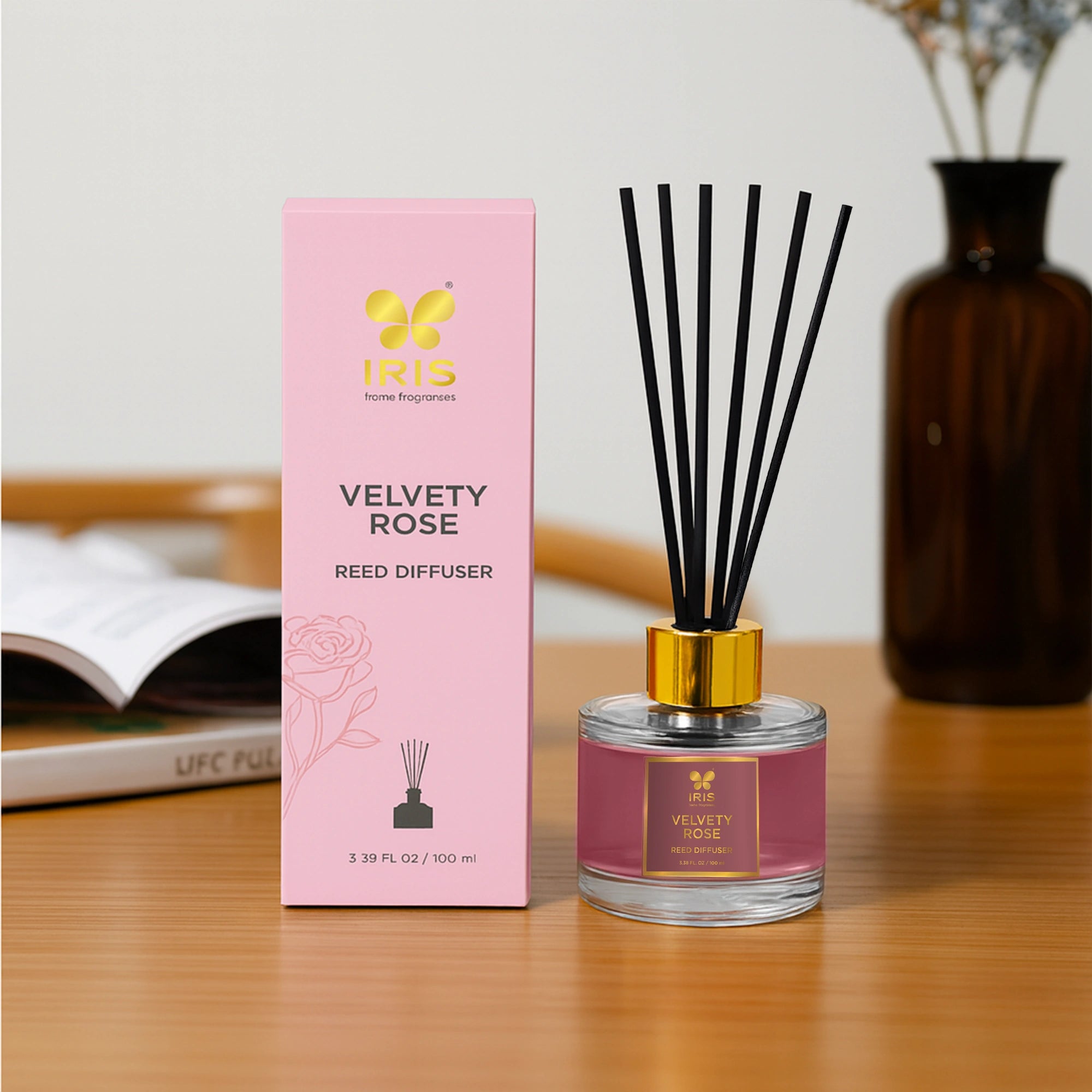 IRIS Velvety Rose Aroma Reed Diffuser Set