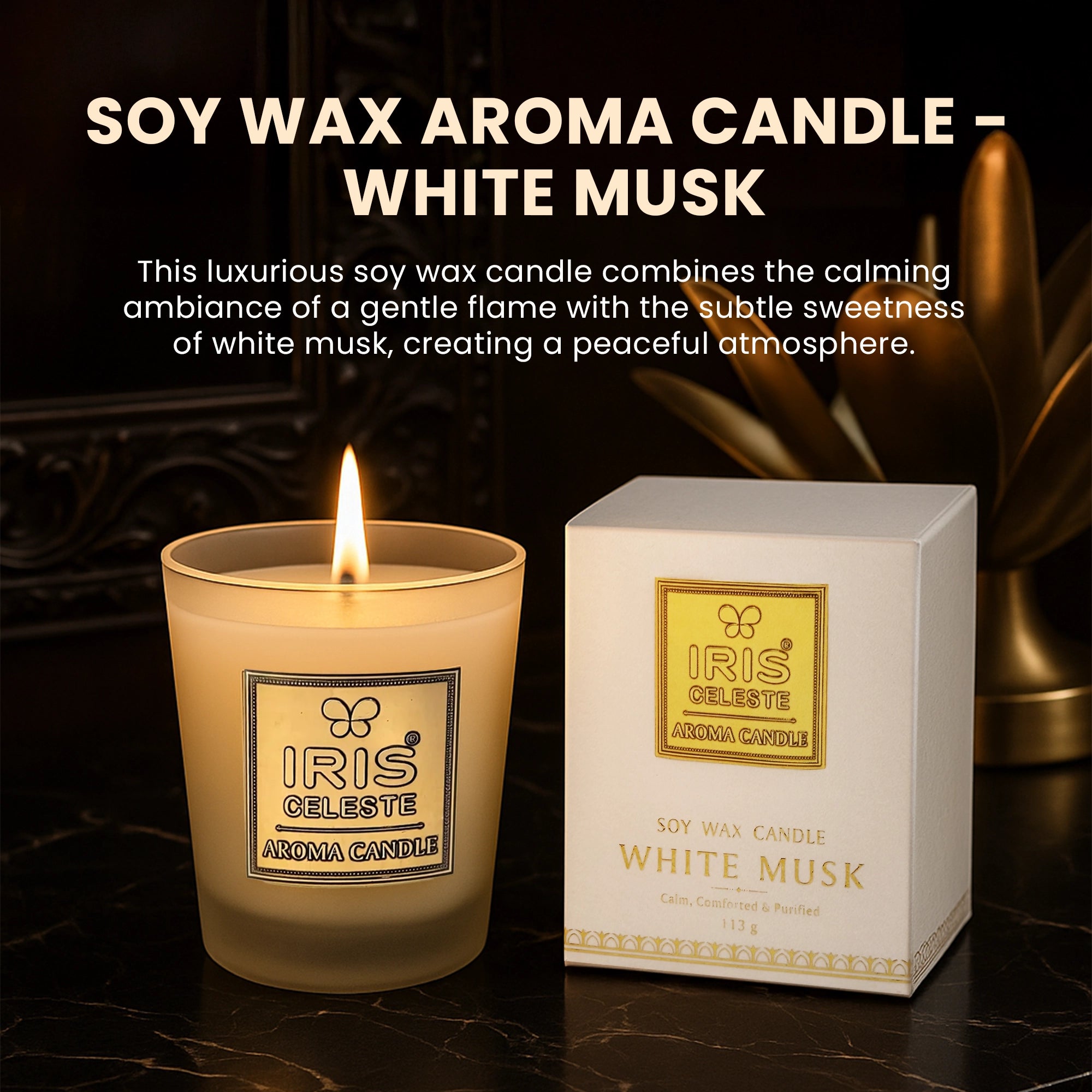 IRIS Celeste Soy Wax Aroma Candle - White Musk