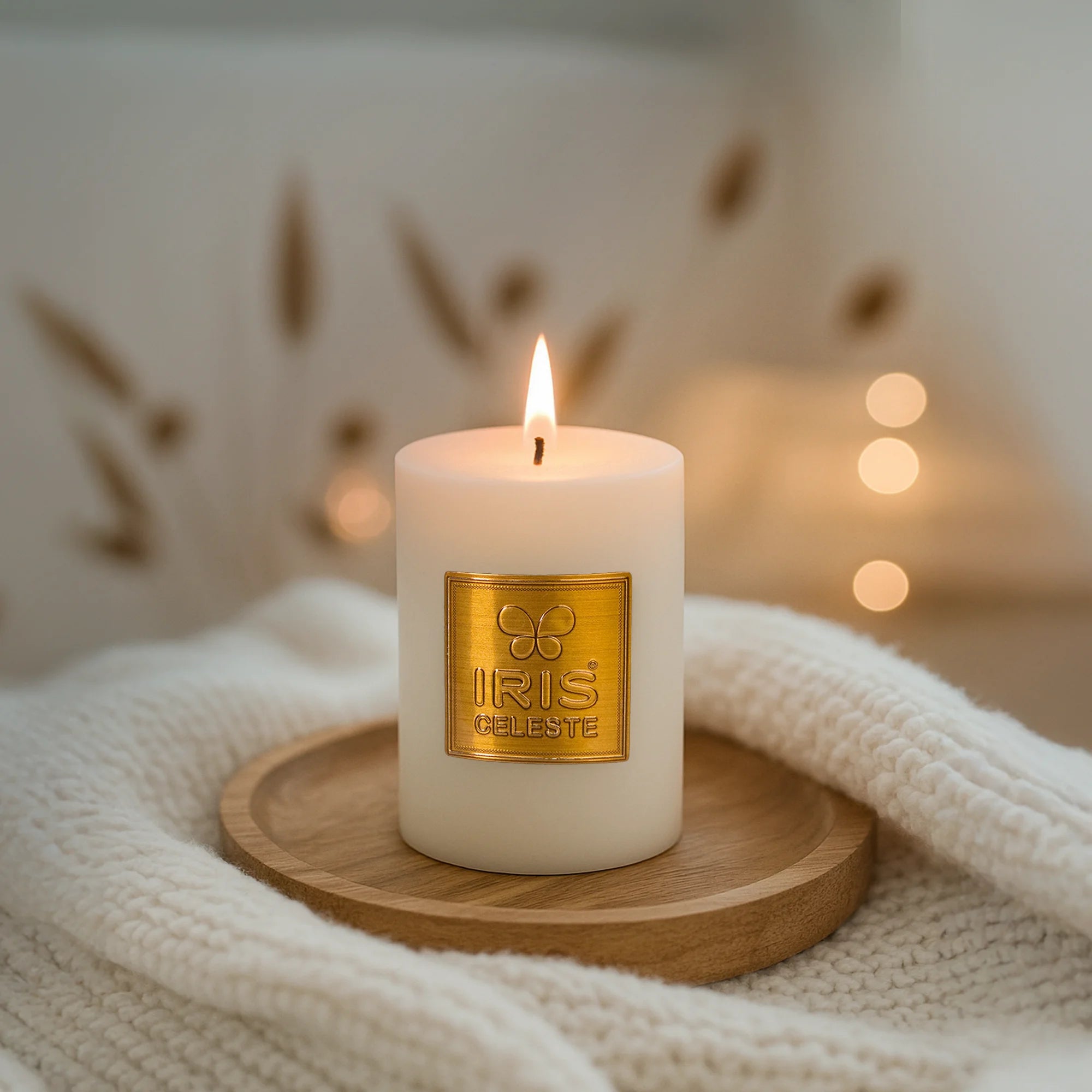 IRIS Celeste White Musk Scented Premium Pillar Candle | Small