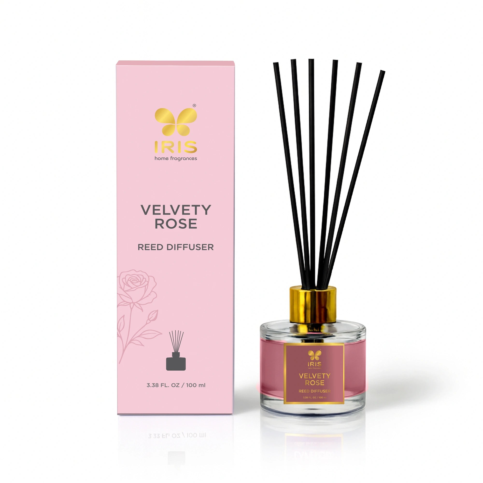 IRIS Velvety Rose Aroma Reed Diffuser Set
