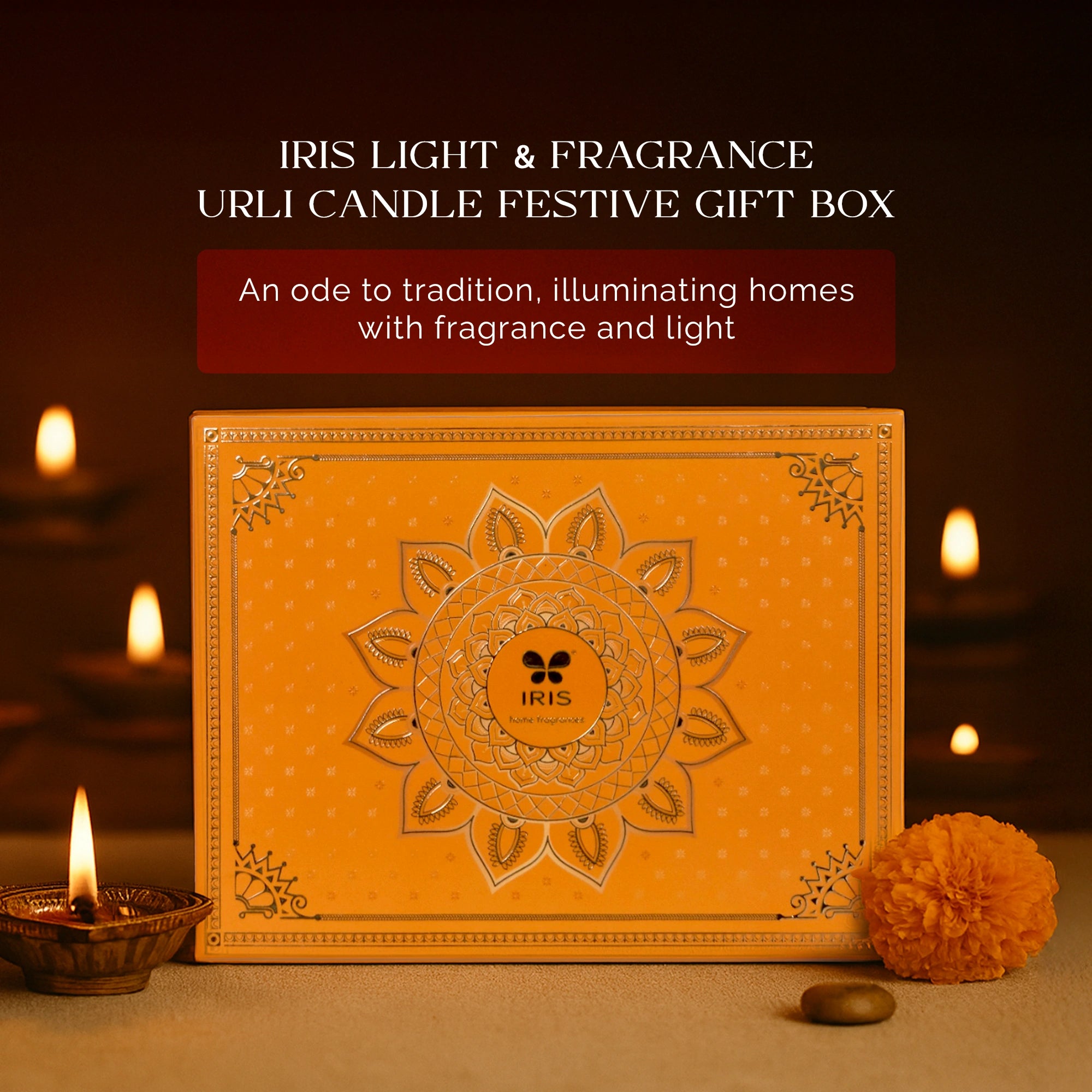 IRIS Festive Gift Set with Diya, Urli Candle & Tealight