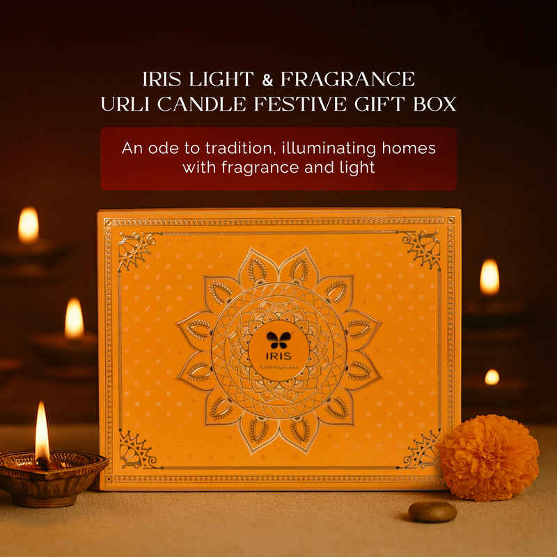 IRIS Festive Gift Set with Diya, Urli Candle & Tealight