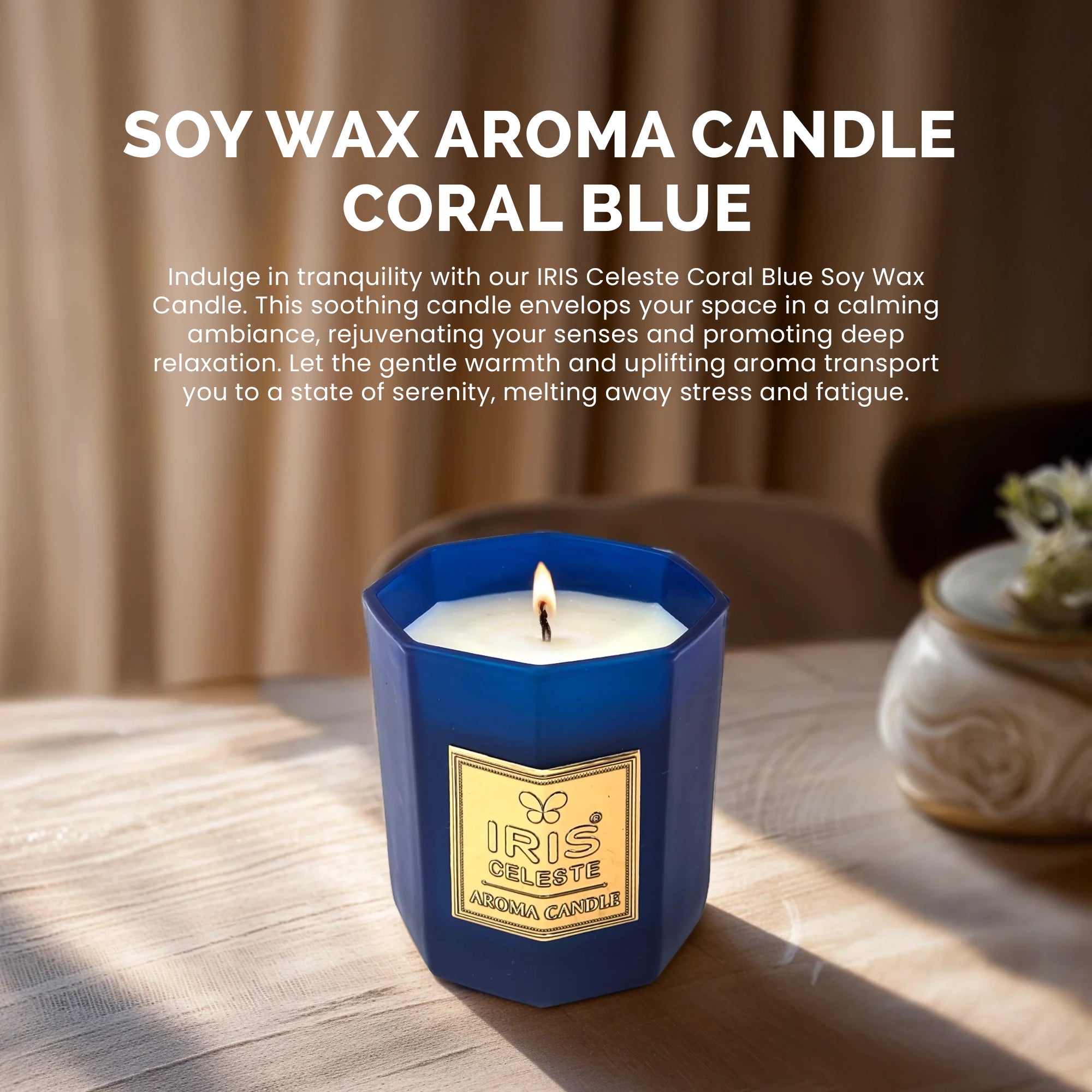 IRIS Celeste Soy Wax Aroma Candle - Coral Blue
