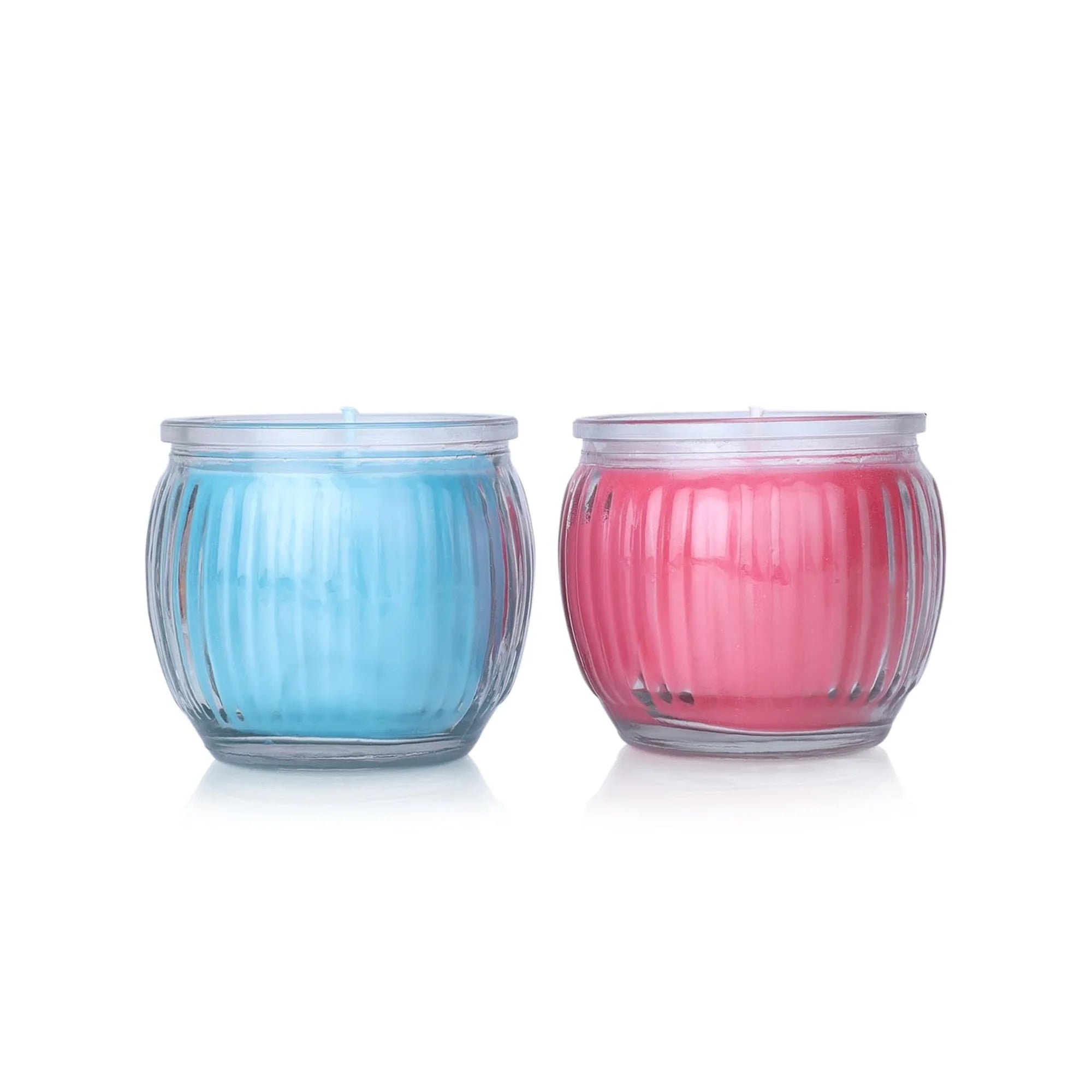 IRIS Ribbed Jar Candles - Cool Blue & Damask Rose