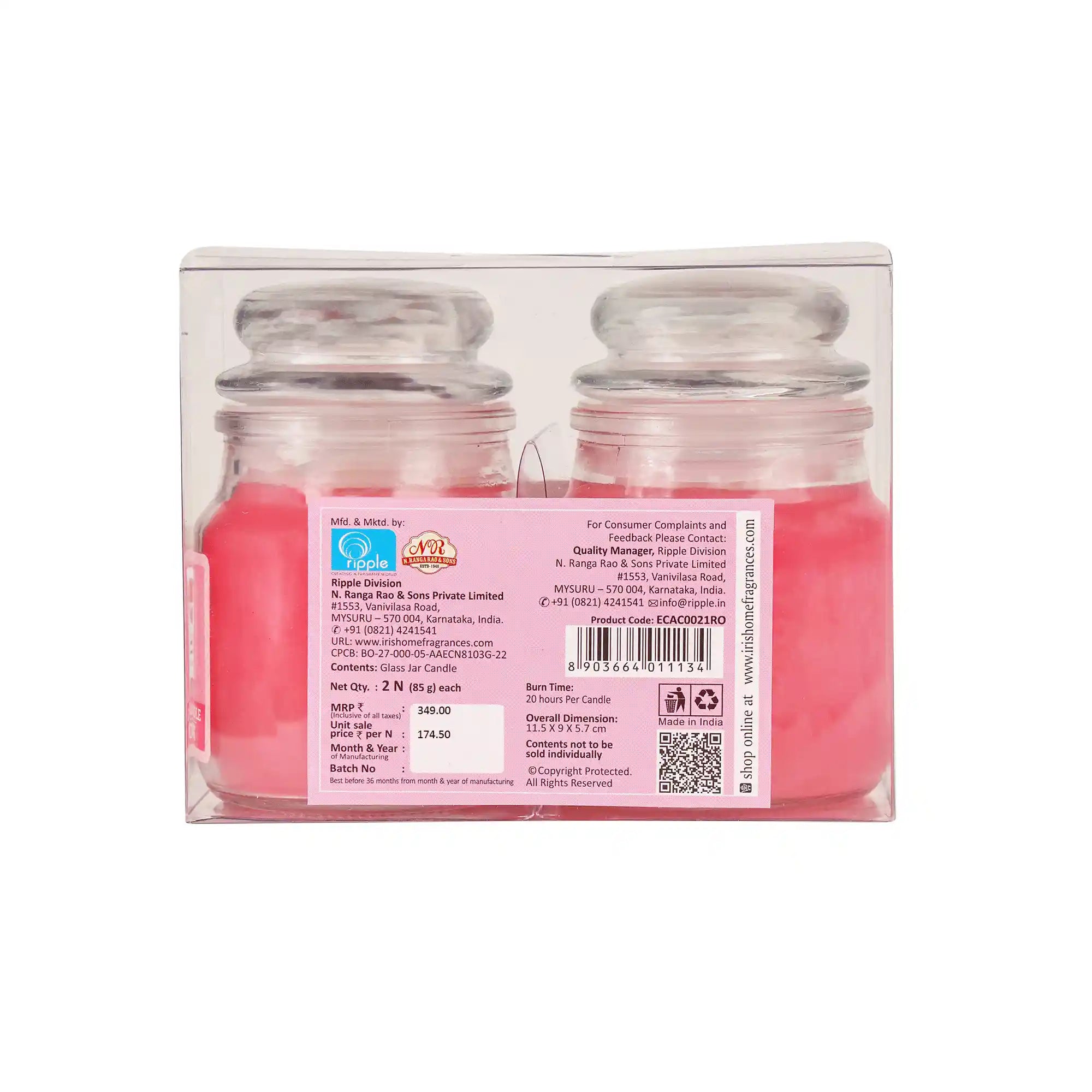 IRIS Romance Jar Candle - Pack of 2