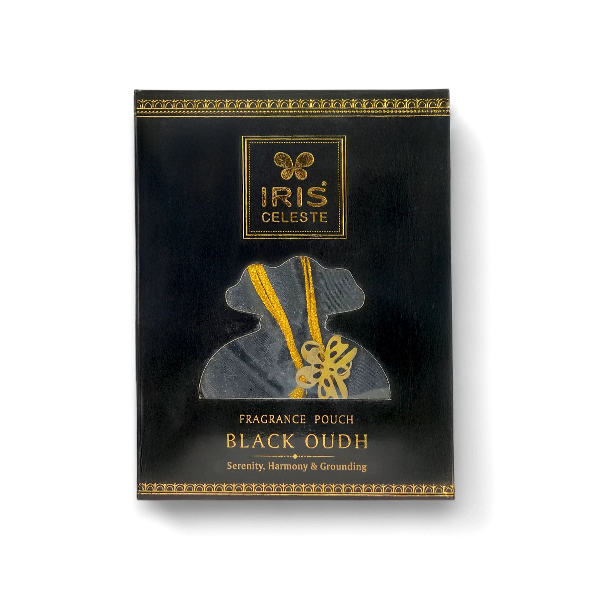 IRIS Celeste Black Oudh Fragrance Pouch for Car, Wardrobe & Closets | Eva Beads