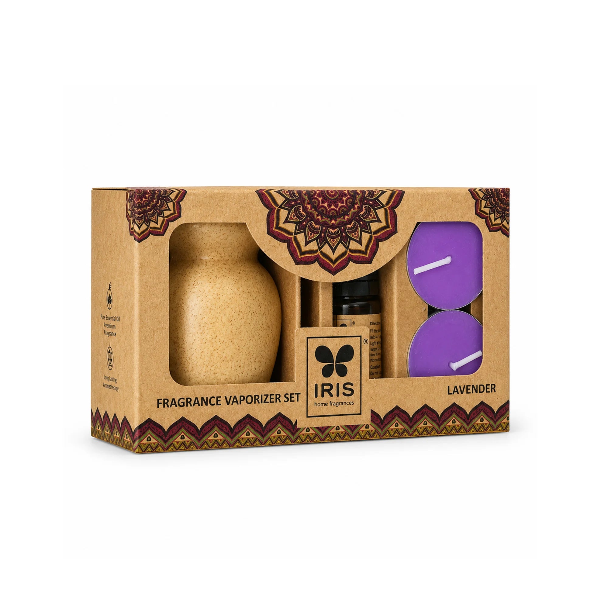 Lavender Aroma Diffuser Set | Ceramic Burner with Fragrance Oil & Tealights