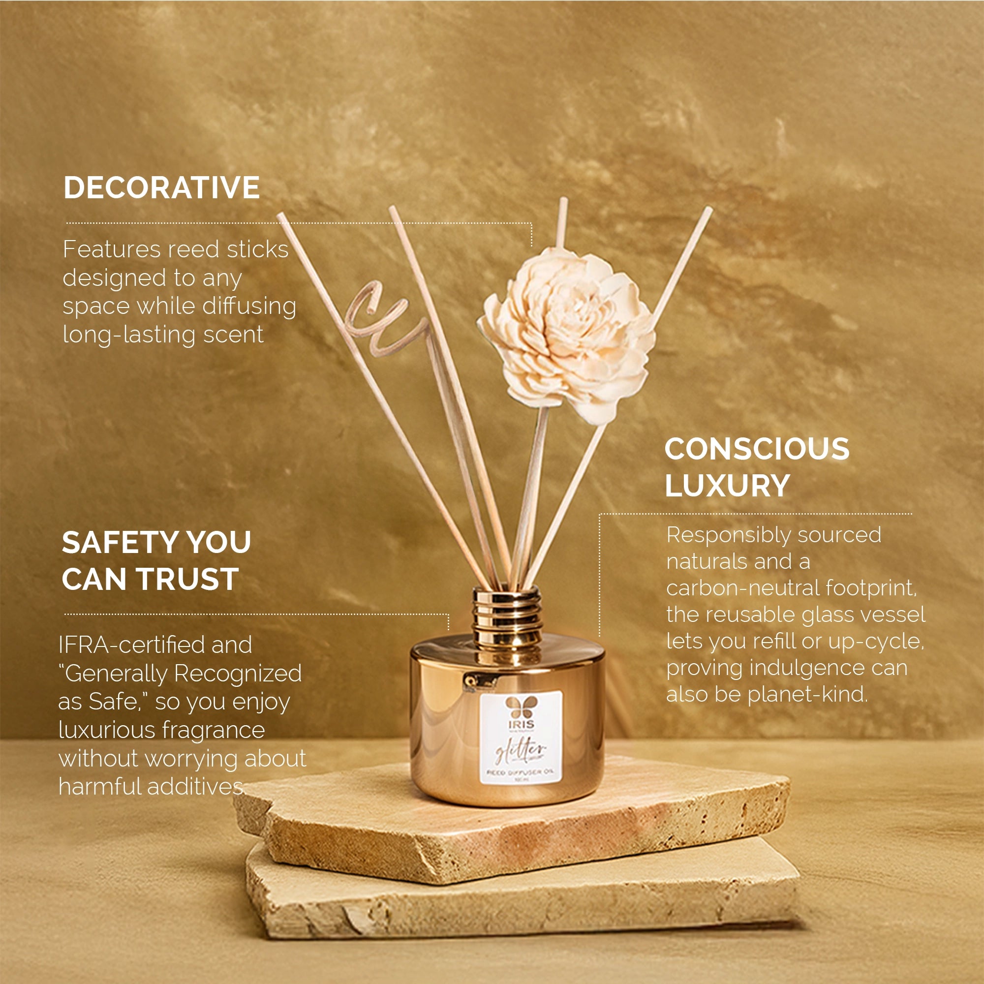 IRIS Glitter Reed diffuser set