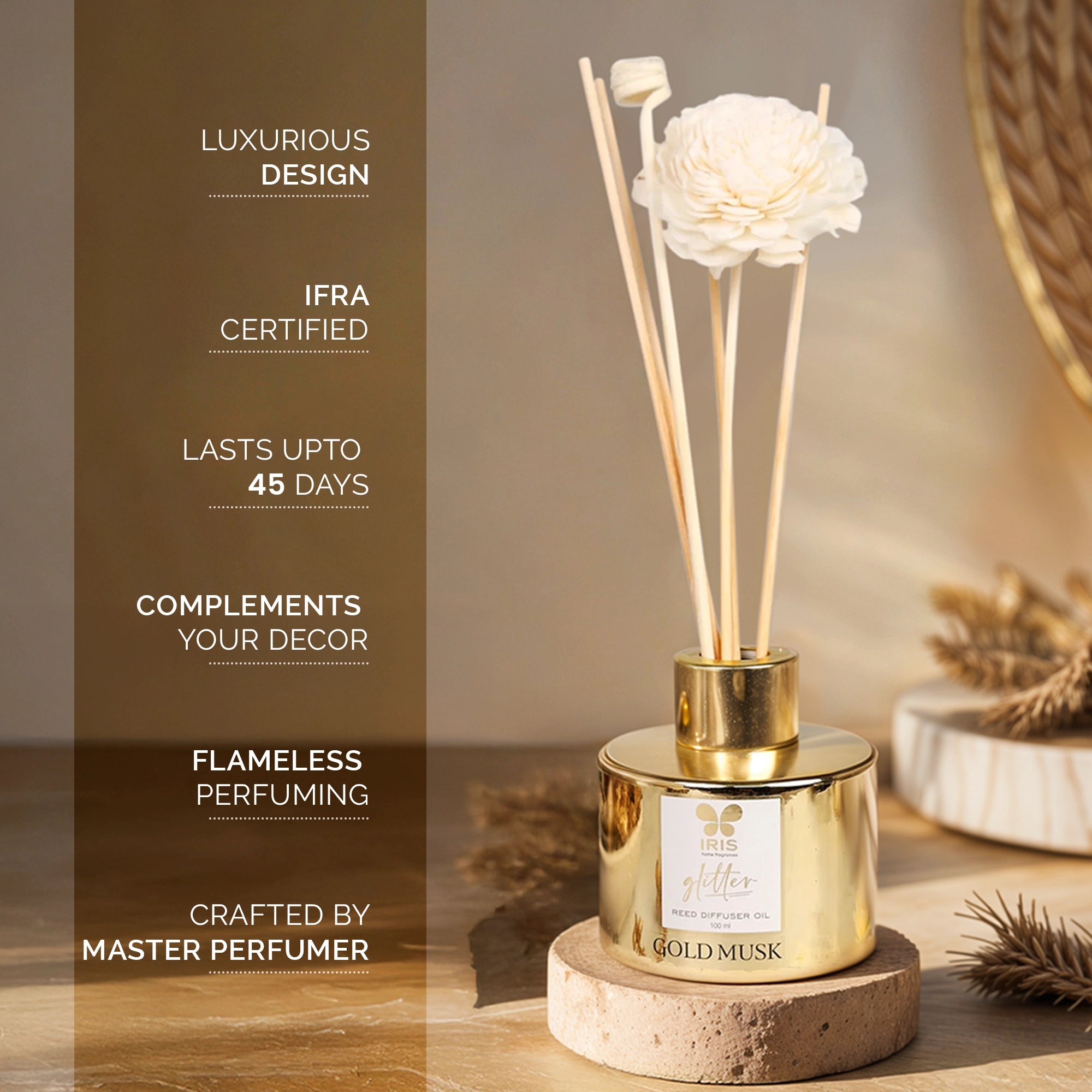 IRIS Glitter Reed diffuser set