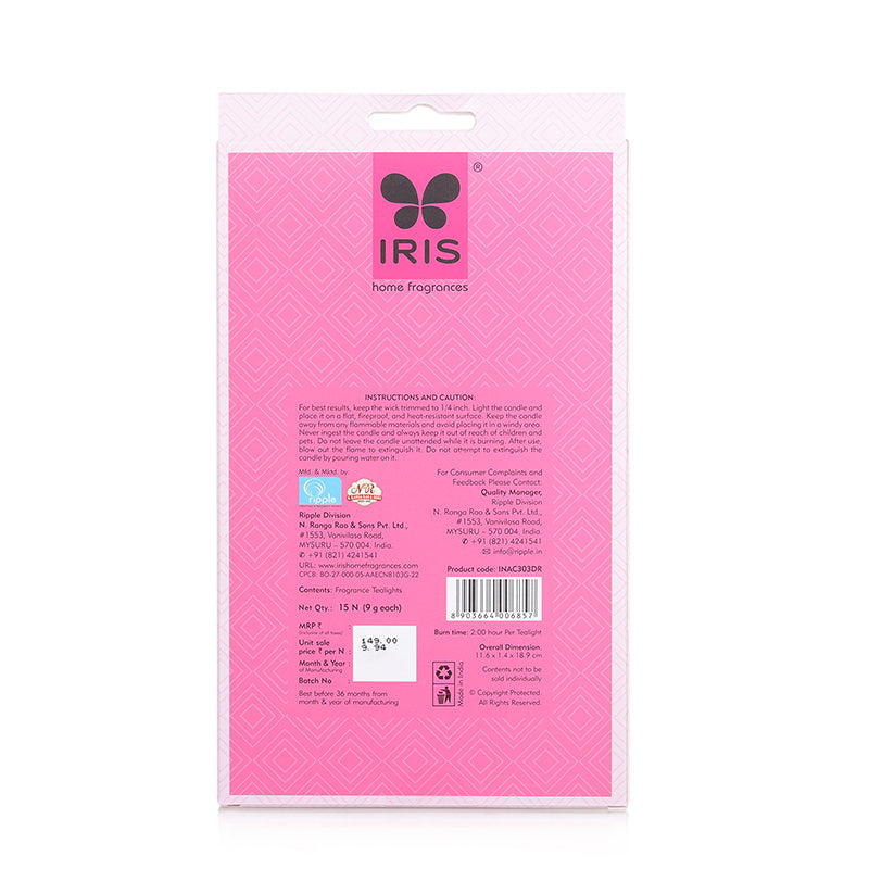 IRIS 15 Pack Fragranced Tealights - Damask Rose