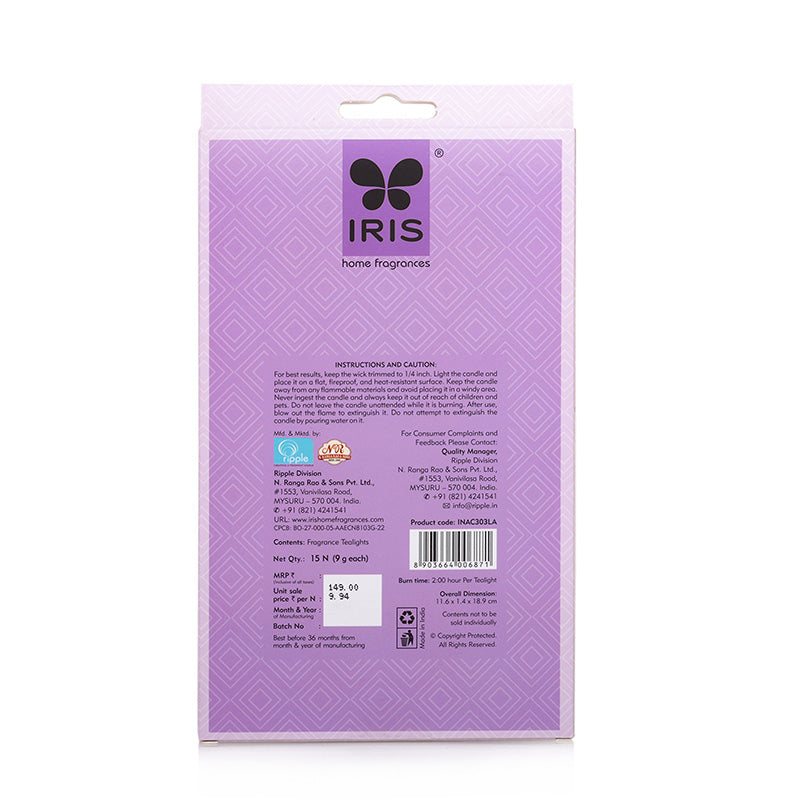 IRIS 15 Pack Fragranced Tealights - Lavender