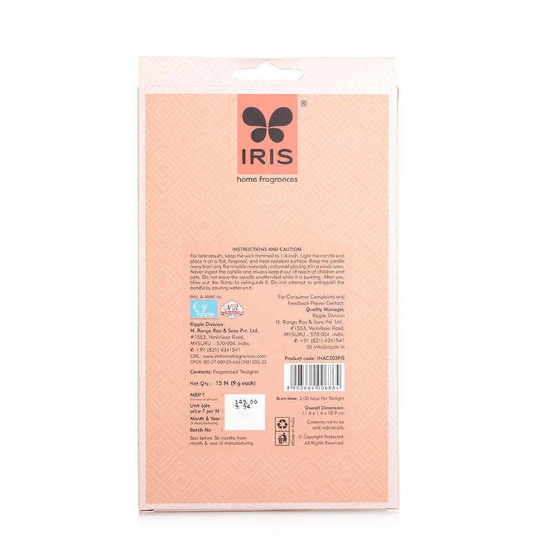 IRIS 15 Pack Fragranced Tealights - Peach Pomogranite