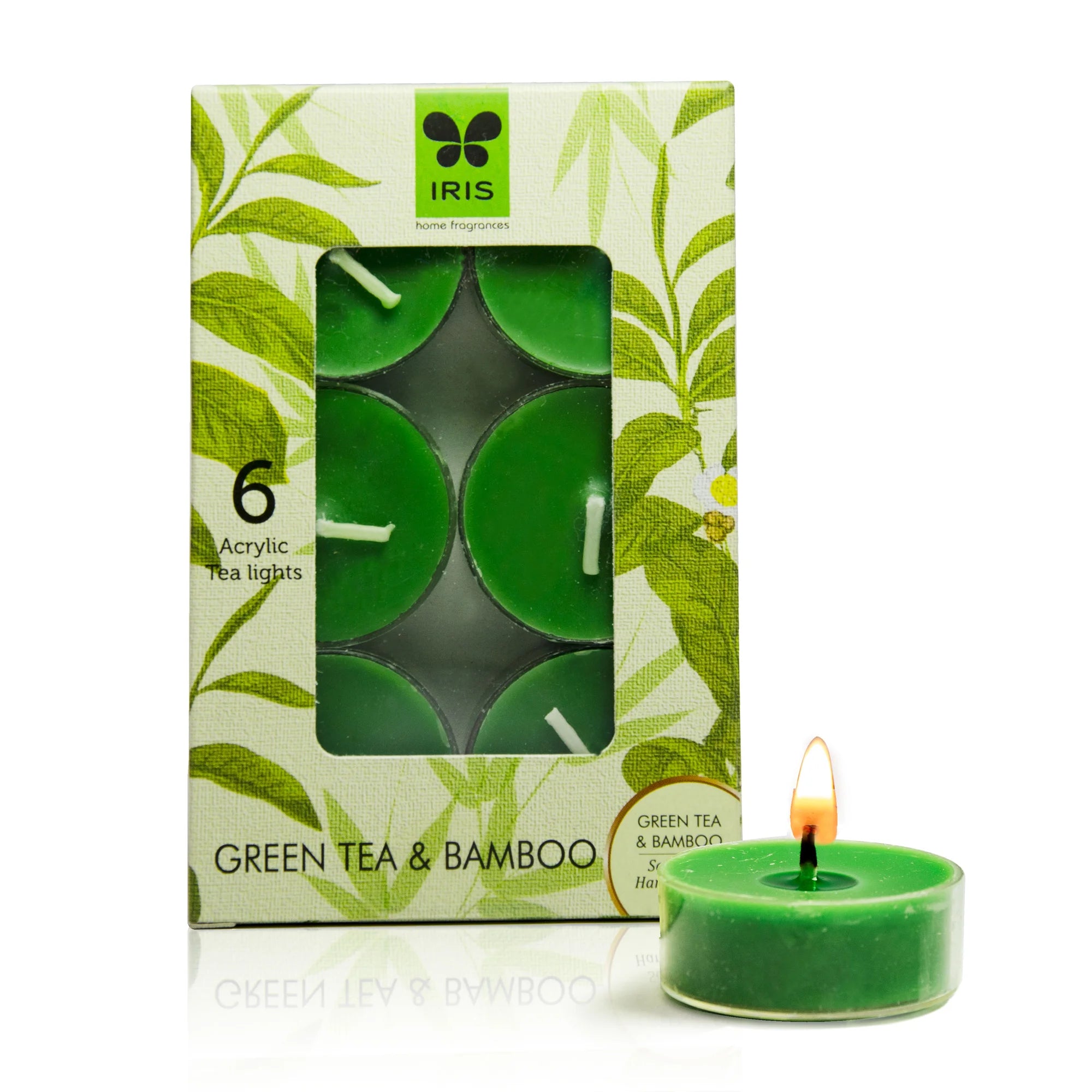 IRIS Pack of 6 Green Tea and Bamboo Tealights