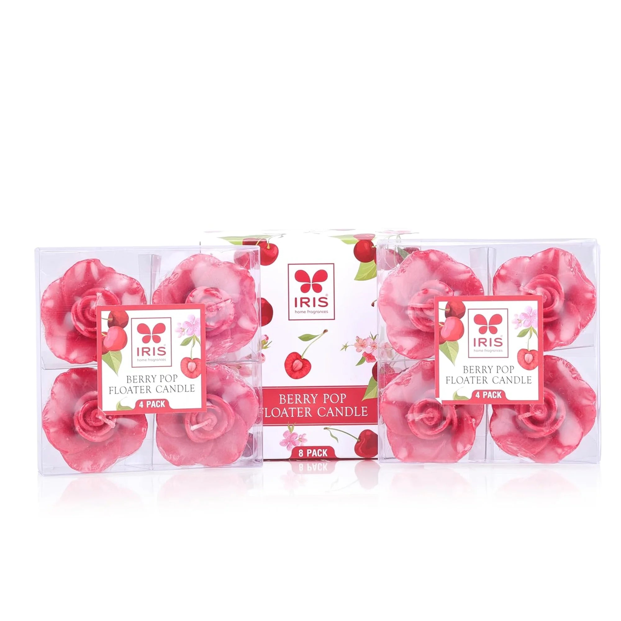 IRIS Berry Pop Floater Candle Pack of 8