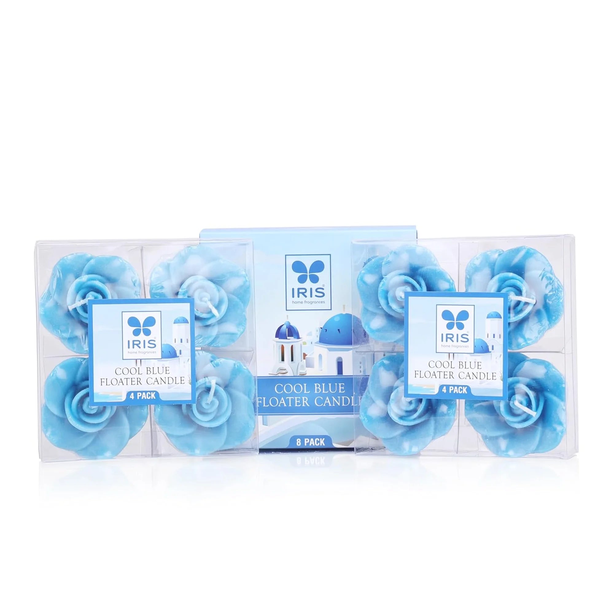 IRIS Cool Blue Floater Candle Pack of 8