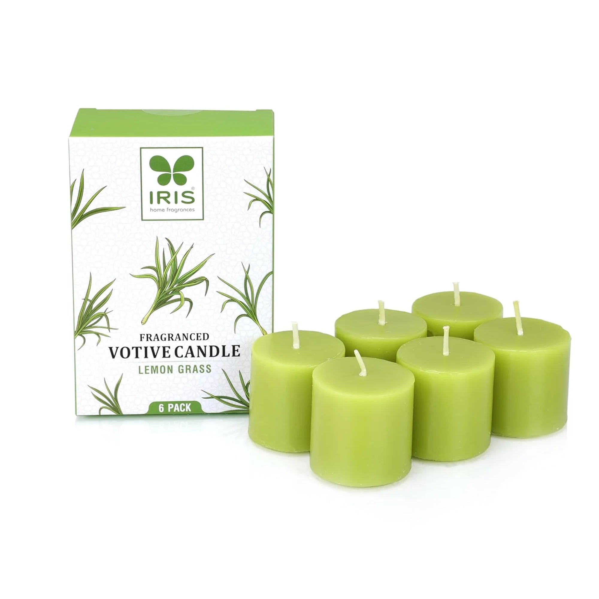 IRIS Lemon Grass Votive Candles Pack of 6