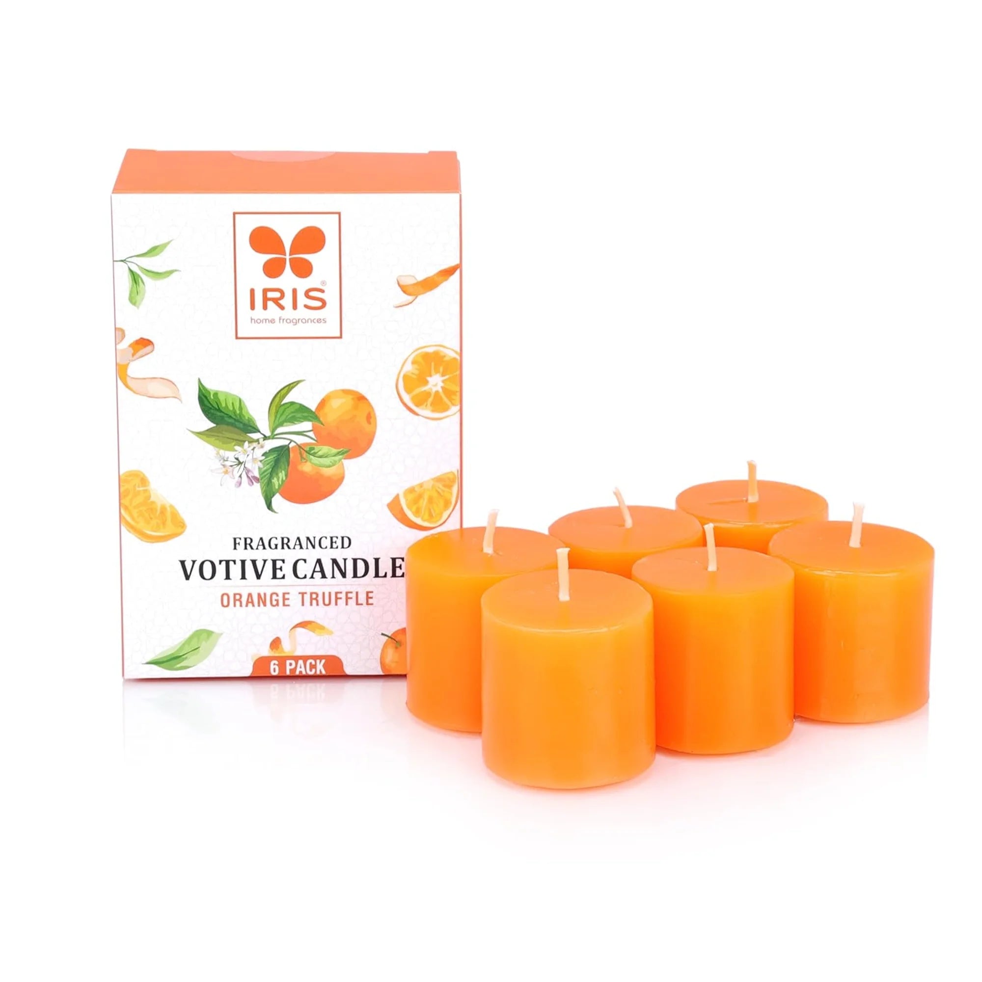 IRIS Orange Truffle Votive Candles Pack of 6